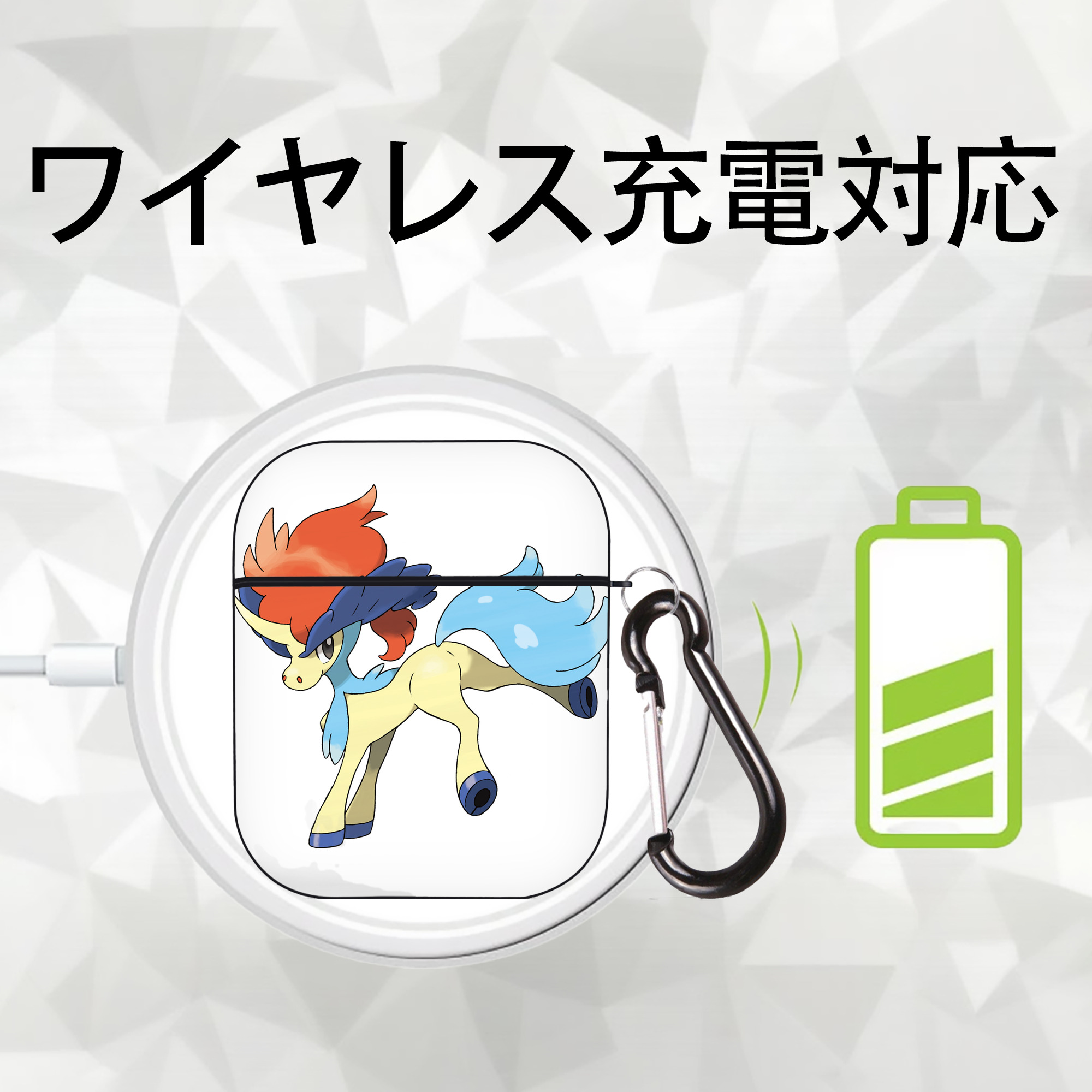 ポケットモンスター Pokémon AirPods 第2世代保護ケース ハードシェル ブラック 耐衝撃・防指紋・カラビナ付き