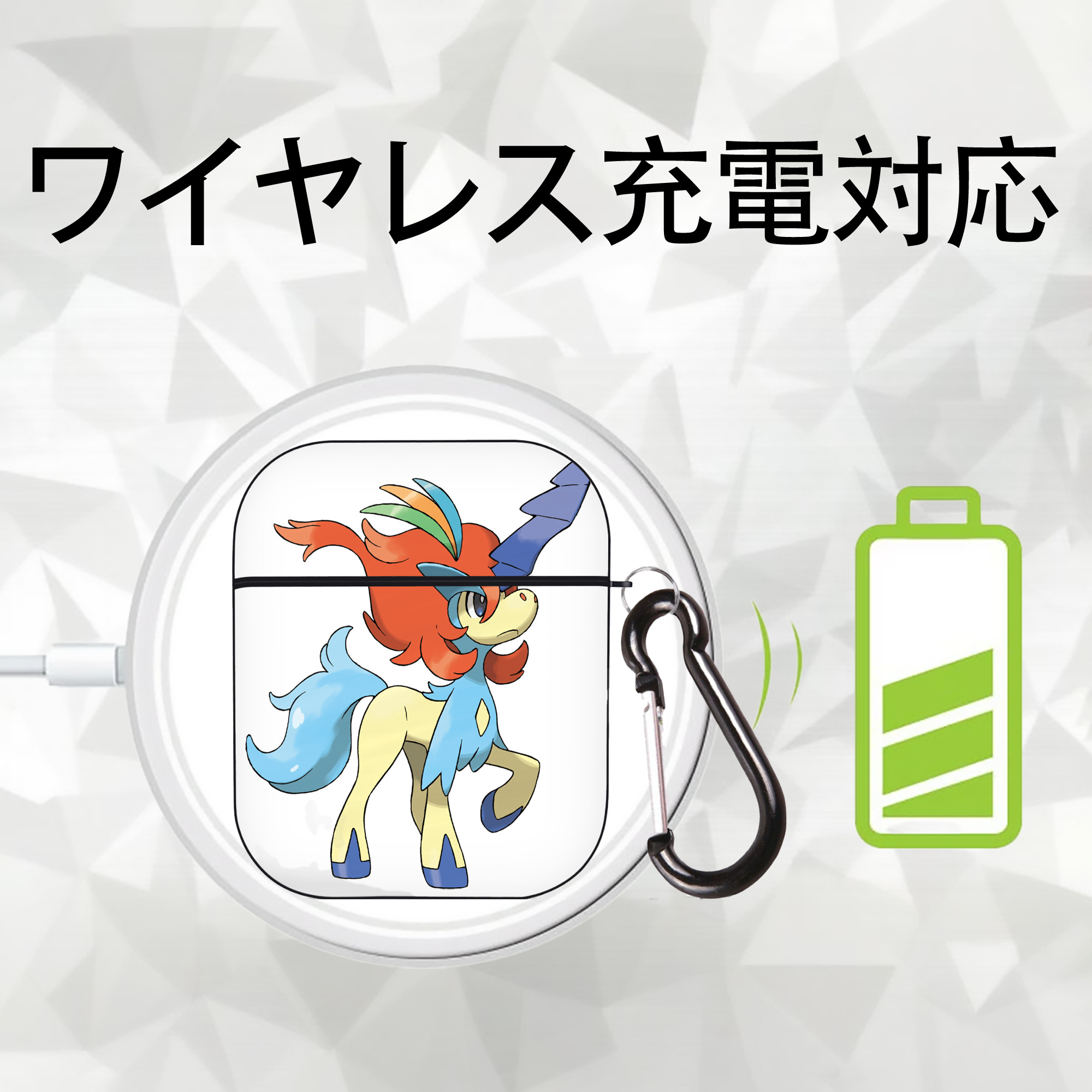 ポケットモンスター Pokémon AirPods 第2世代保護ケース ハードシェル ブラック 耐衝撃・防指紋・カラビナ付き
