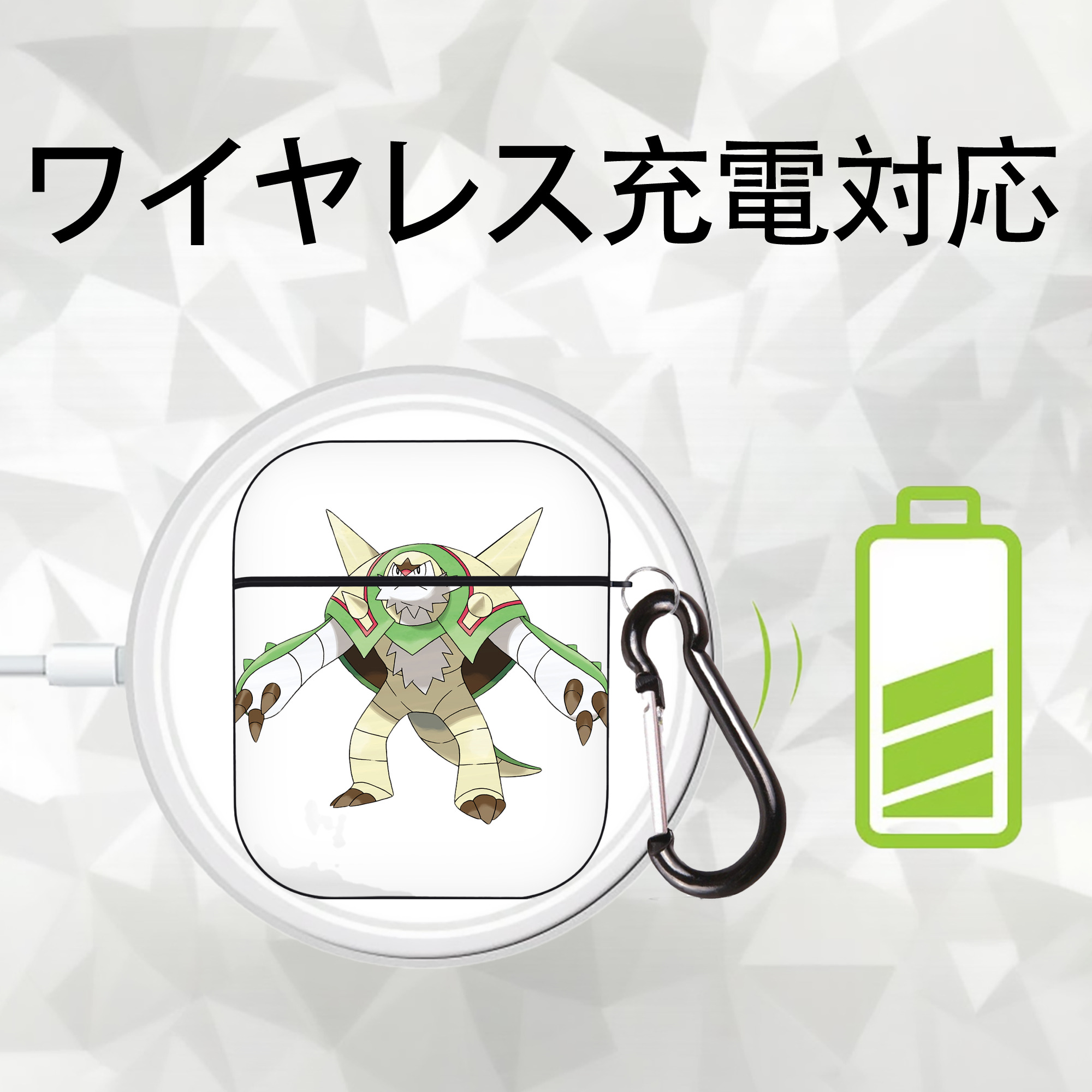 ポケットモンスター Pokémon AirPods 第2世代保護ケース ハードシェル ブラック 耐衝撃・防指紋・カラビナ付き