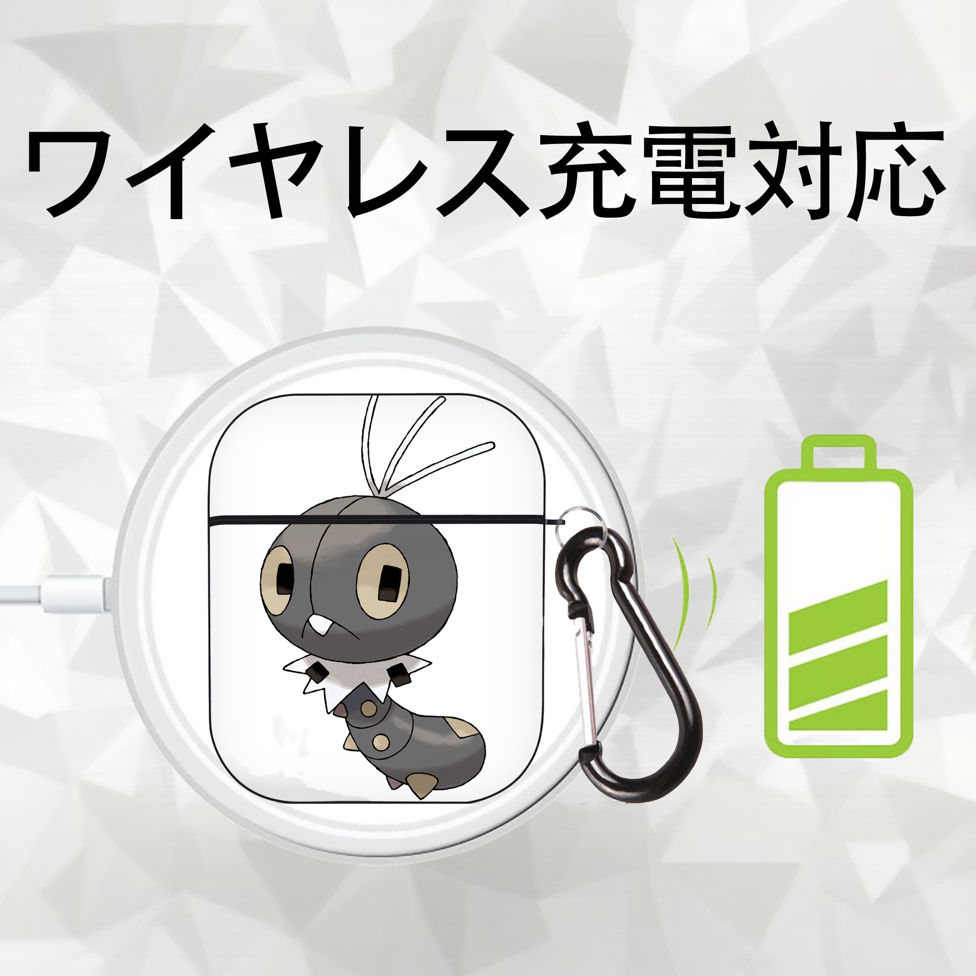 ポケットモンスター Pokémon AirPods 第2世代保護ケース ハードシェル ブラック 耐衝撃・防指紋・カラビナ付き