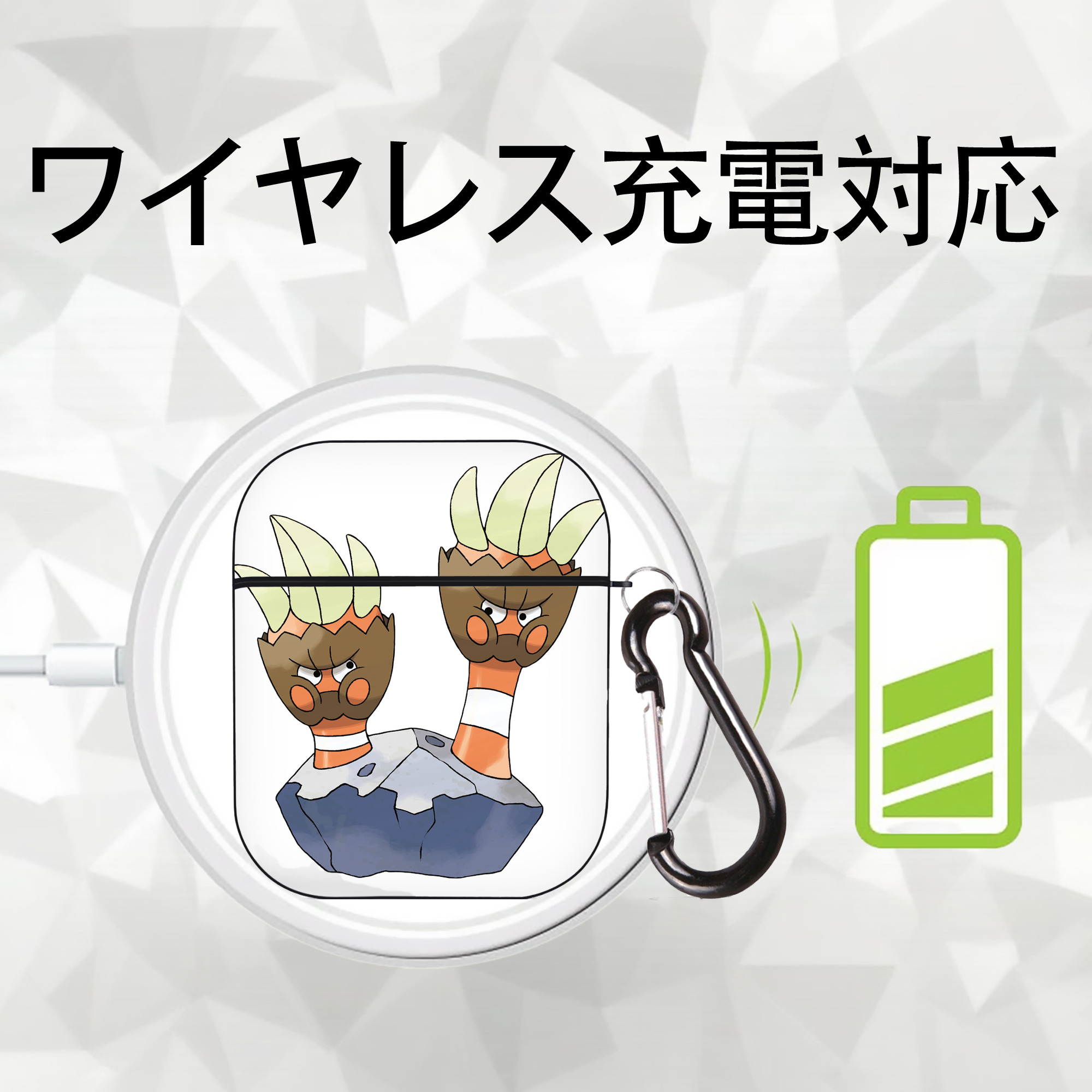 ポケットモンスター Pokémon AirPods 第2世代保護ケース ハードシェル ブラック 耐衝撃・防指紋・カラビナ付き
