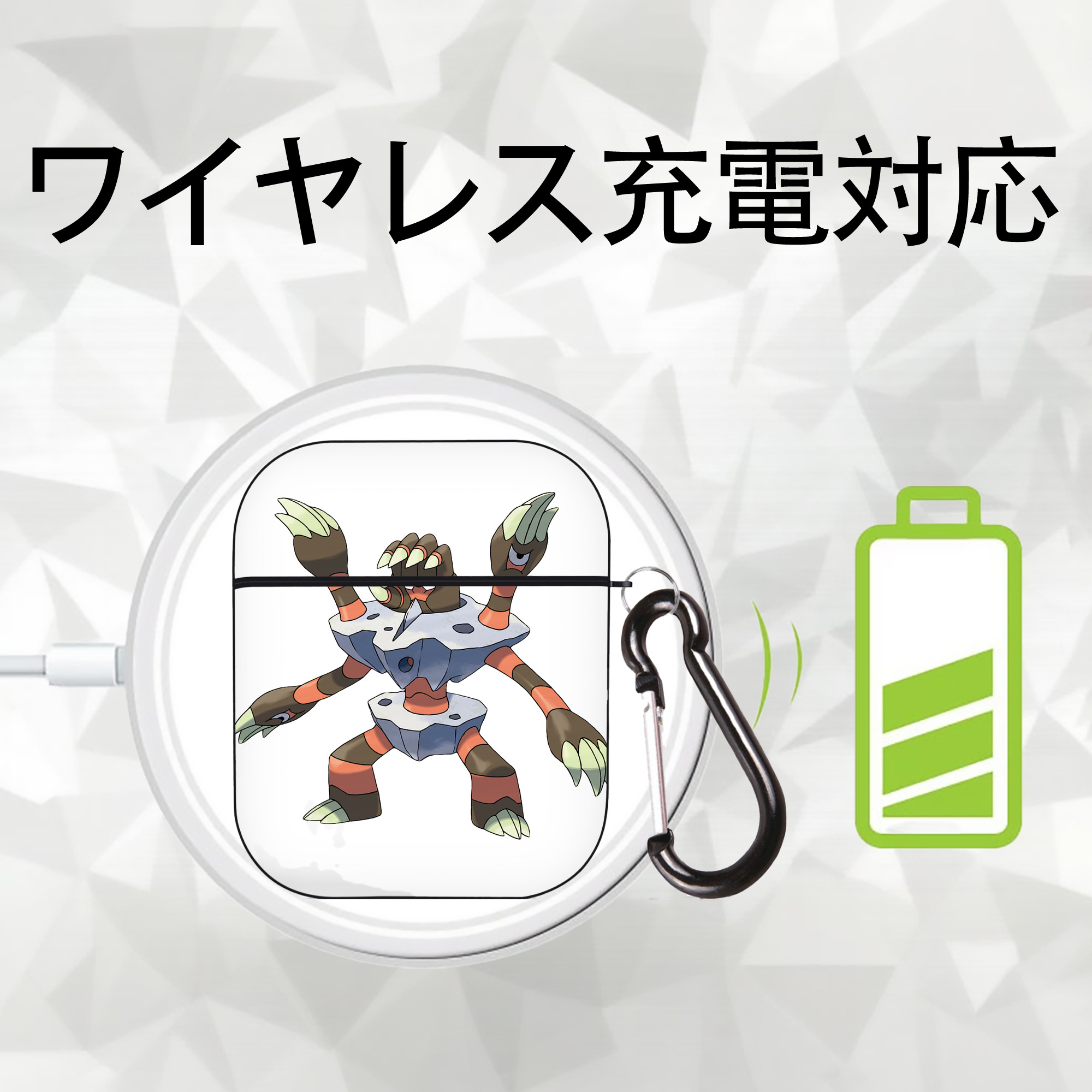 ポケットモンスター Pokémon AirPods 第2世代保護ケース ハードシェル ブラック 耐衝撃・防指紋・カラビナ付き