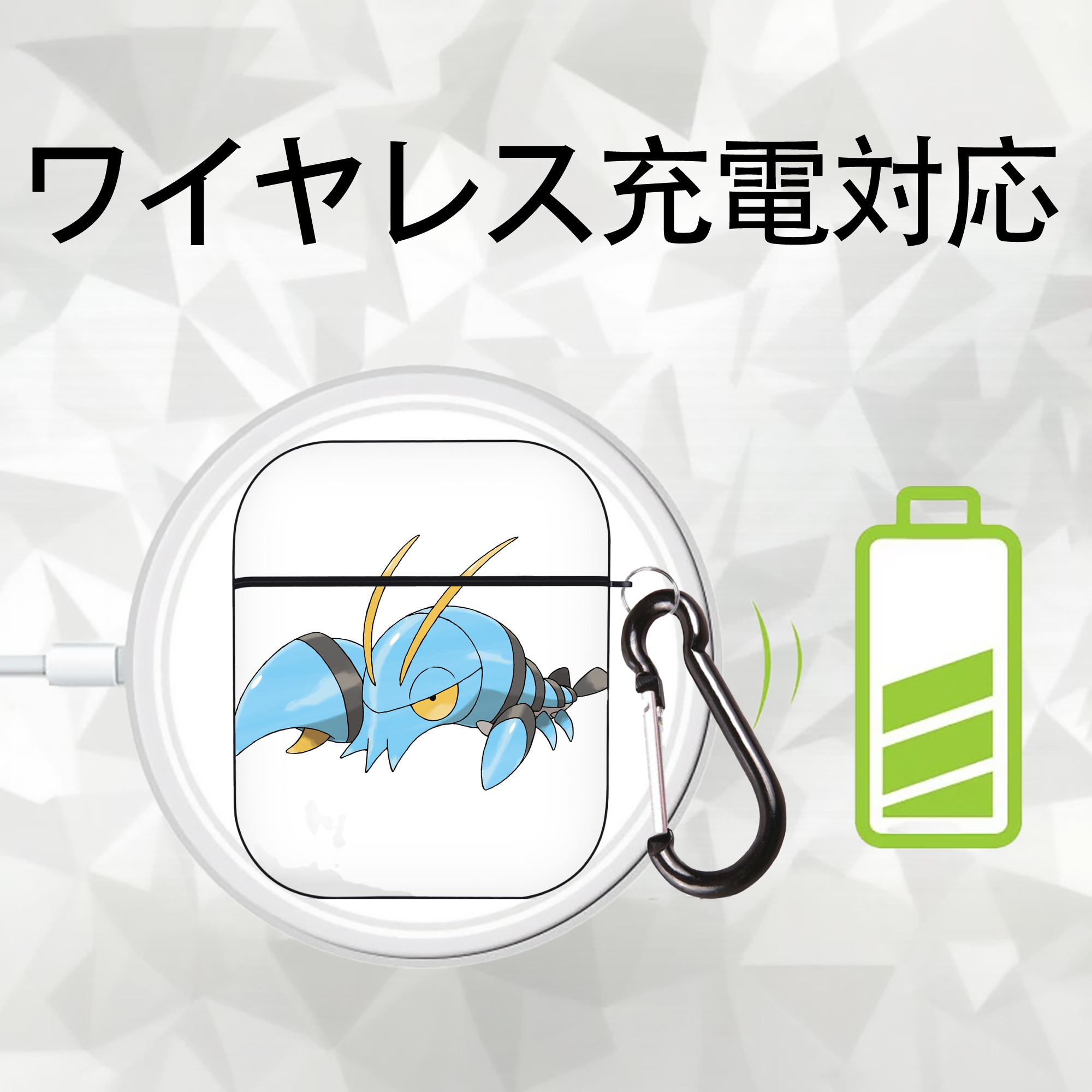 ポケットモンスター Pokémon AirPods 第2世代保護ケース ハードシェル ブラック 耐衝撃・防指紋・カラビナ付き