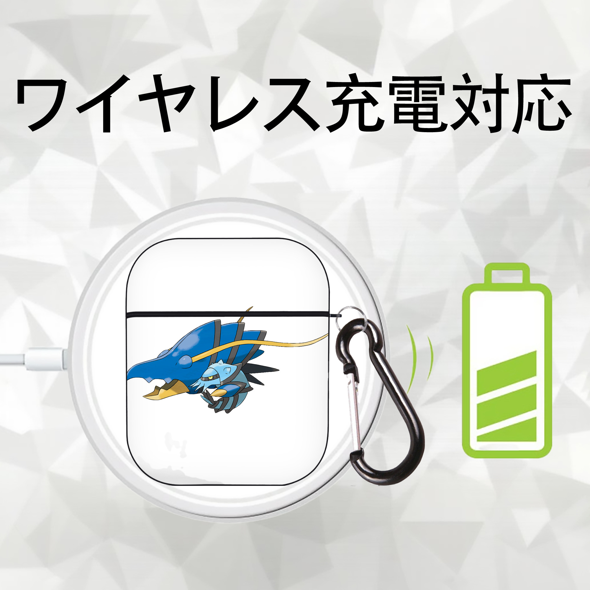 ポケットモンスター Pokémon AirPods 第2世代保護ケース ハードシェル ブラック 耐衝撃・防指紋・カラビナ付き