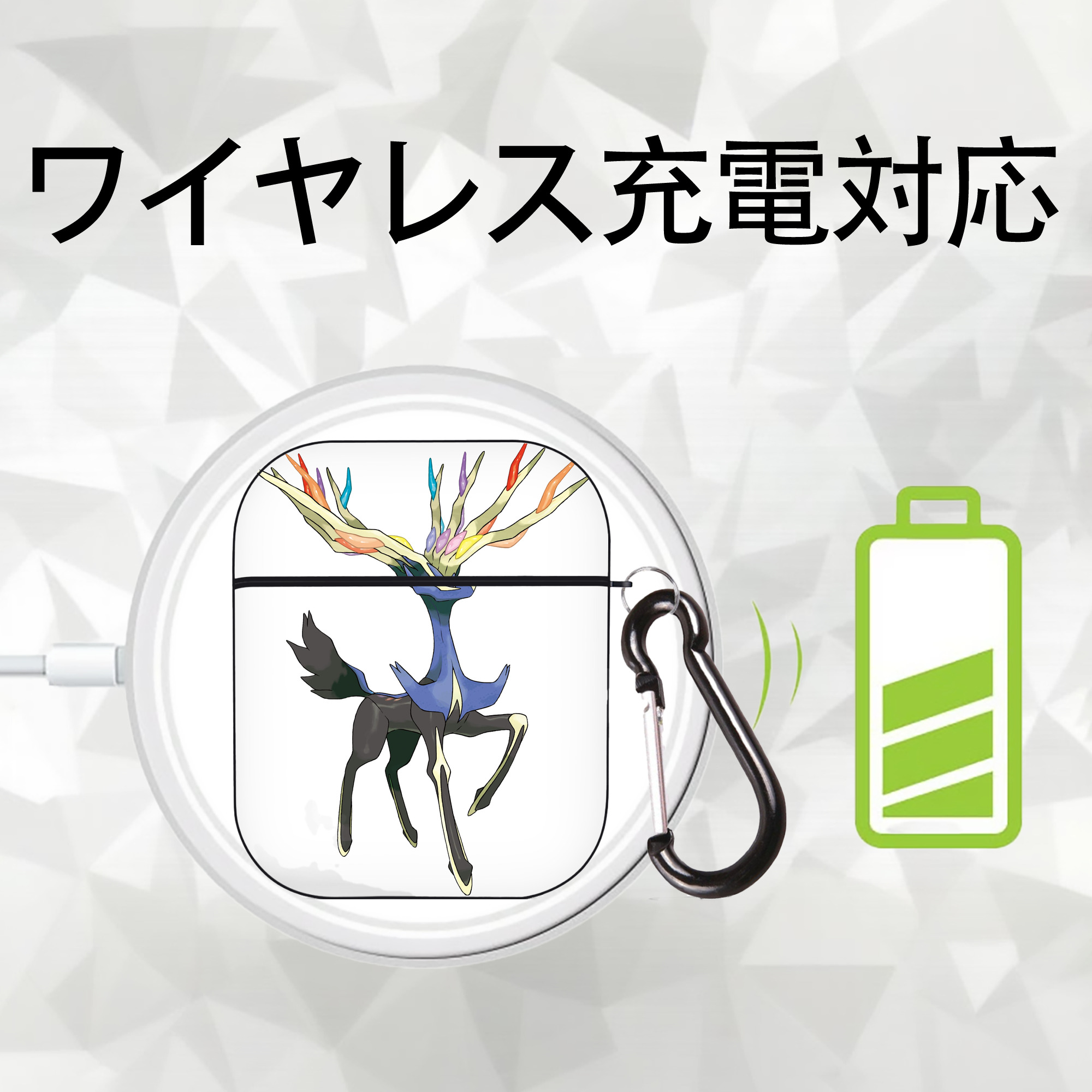 ポケットモンスター Pokémon AirPods 第2世代保護ケース ハードシェル ブラック 耐衝撃・防指紋・カラビナ付き
