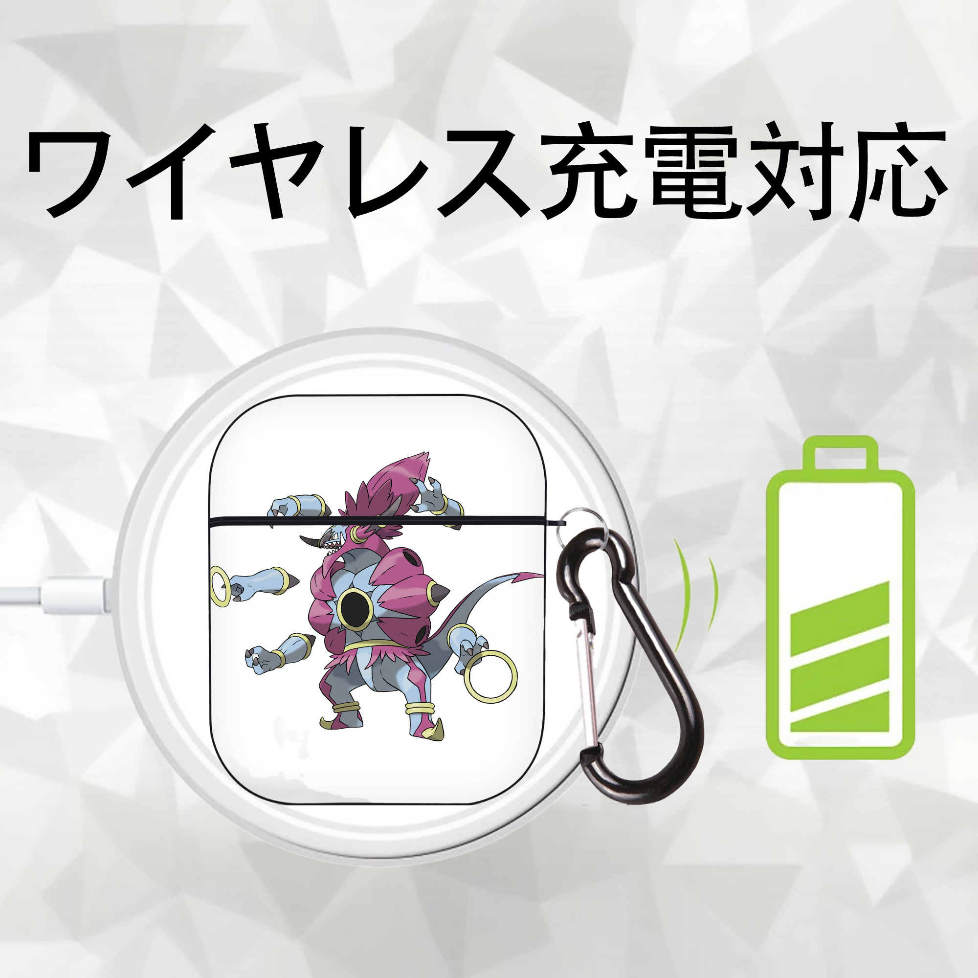 ポケットモンスター Pokémon AirPods 第2世代保護ケース ハードシェル ブラック 耐衝撃・防指紋・カラビナ付き