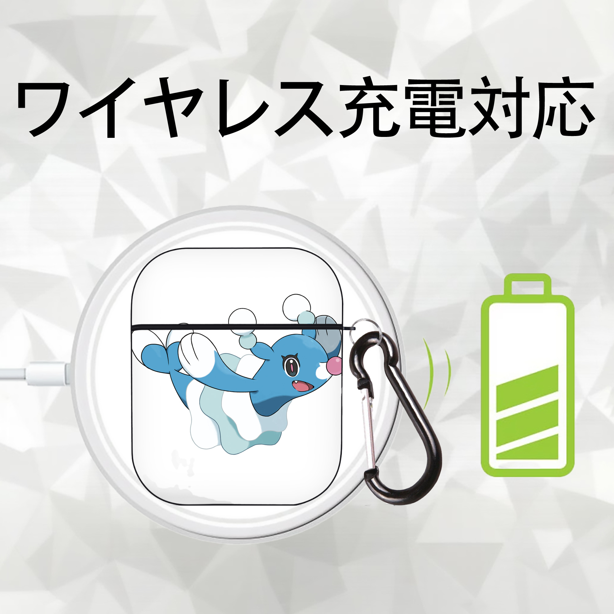 ポケットモンスター Pokémon AirPods 第2世代保護ケース ハードシェル ブラック 耐衝撃・防指紋・カラビナ付き