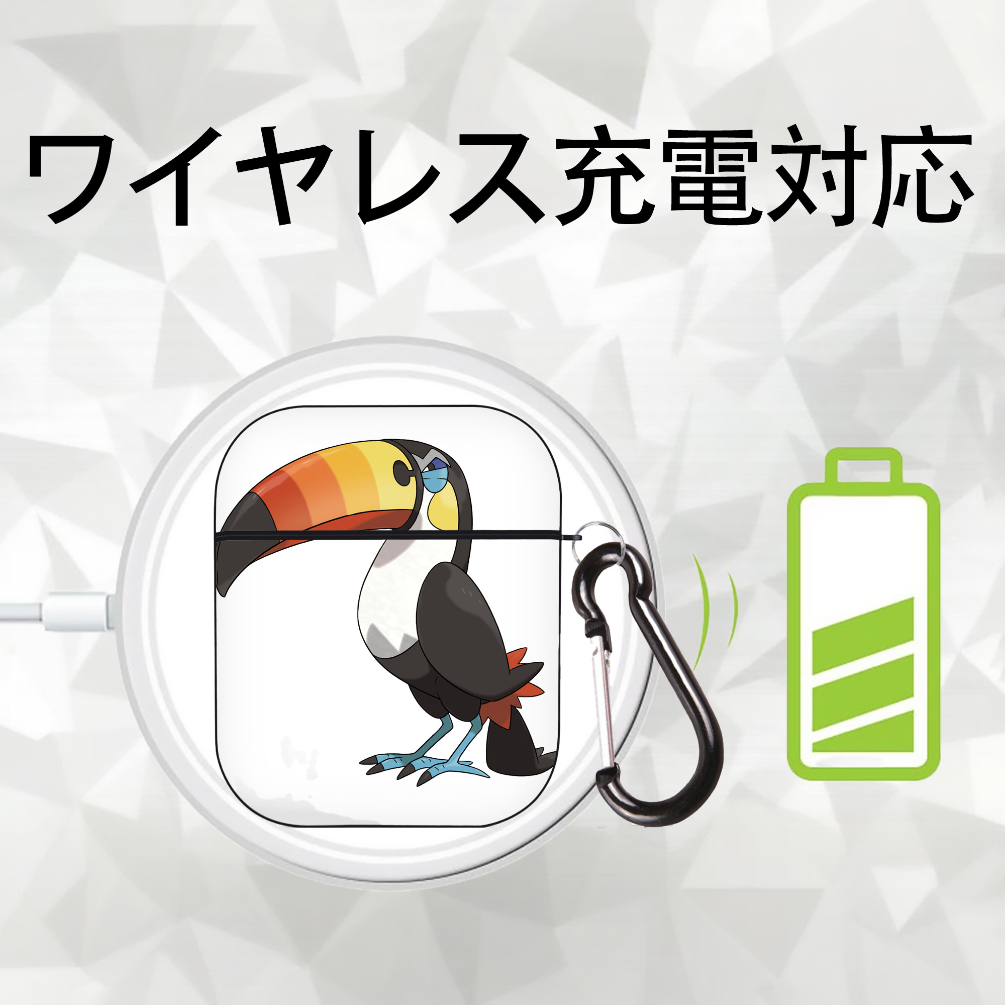 ポケットモンスター Pokémon AirPods 第2世代保護ケース ハードシェル ブラック 耐衝撃・防指紋・カラビナ付き