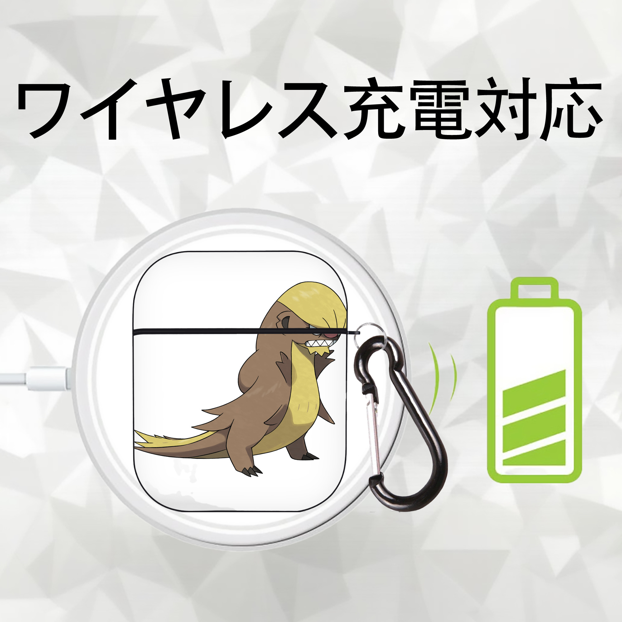 ポケットモンスター Pokémon AirPods 第2世代保護ケース ハードシェル ブラック 耐衝撃・防指紋・カラビナ付き