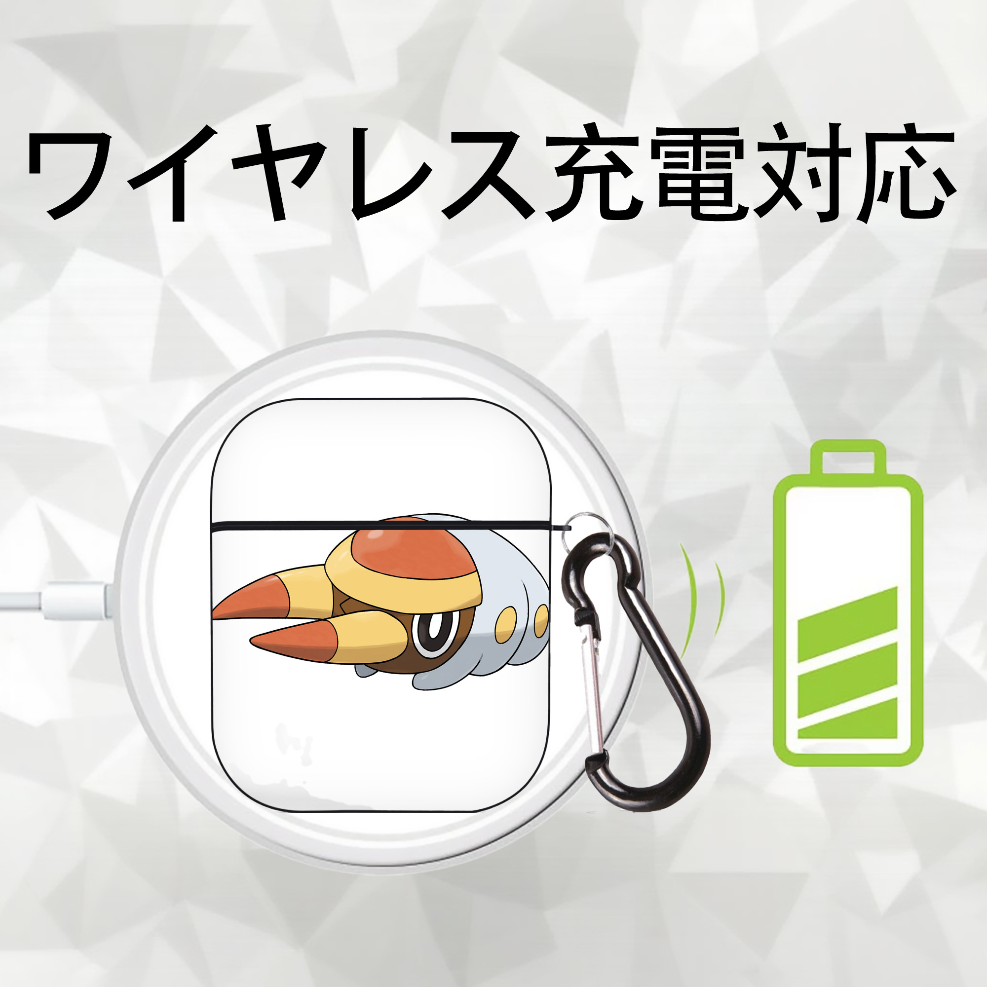 ポケットモンスター Pokémon AirPods 第2世代保護ケース ハードシェル ブラック 耐衝撃・防指紋・カラビナ付き
