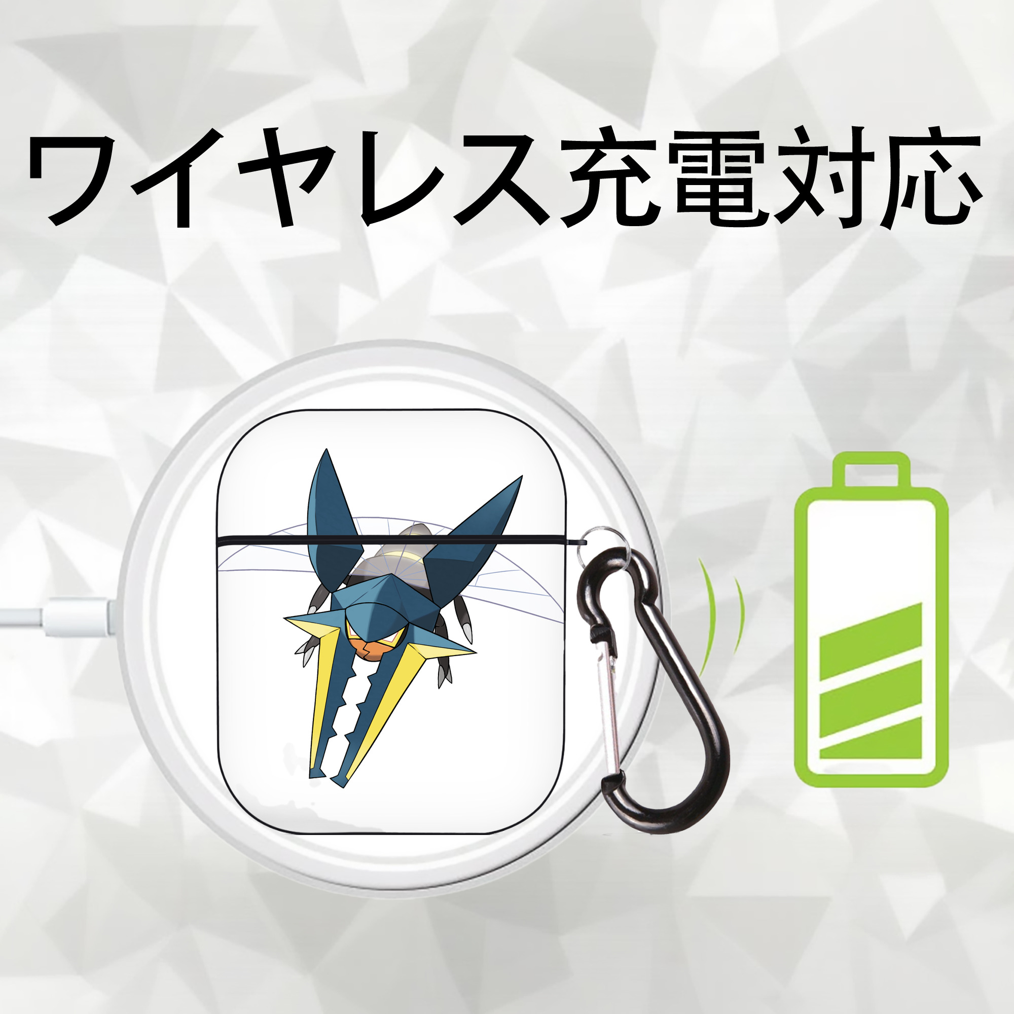 ポケットモンスター Pokémon AirPods 第2世代保護ケース ハードシェル ブラック 耐衝撃・防指紋・カラビナ付き