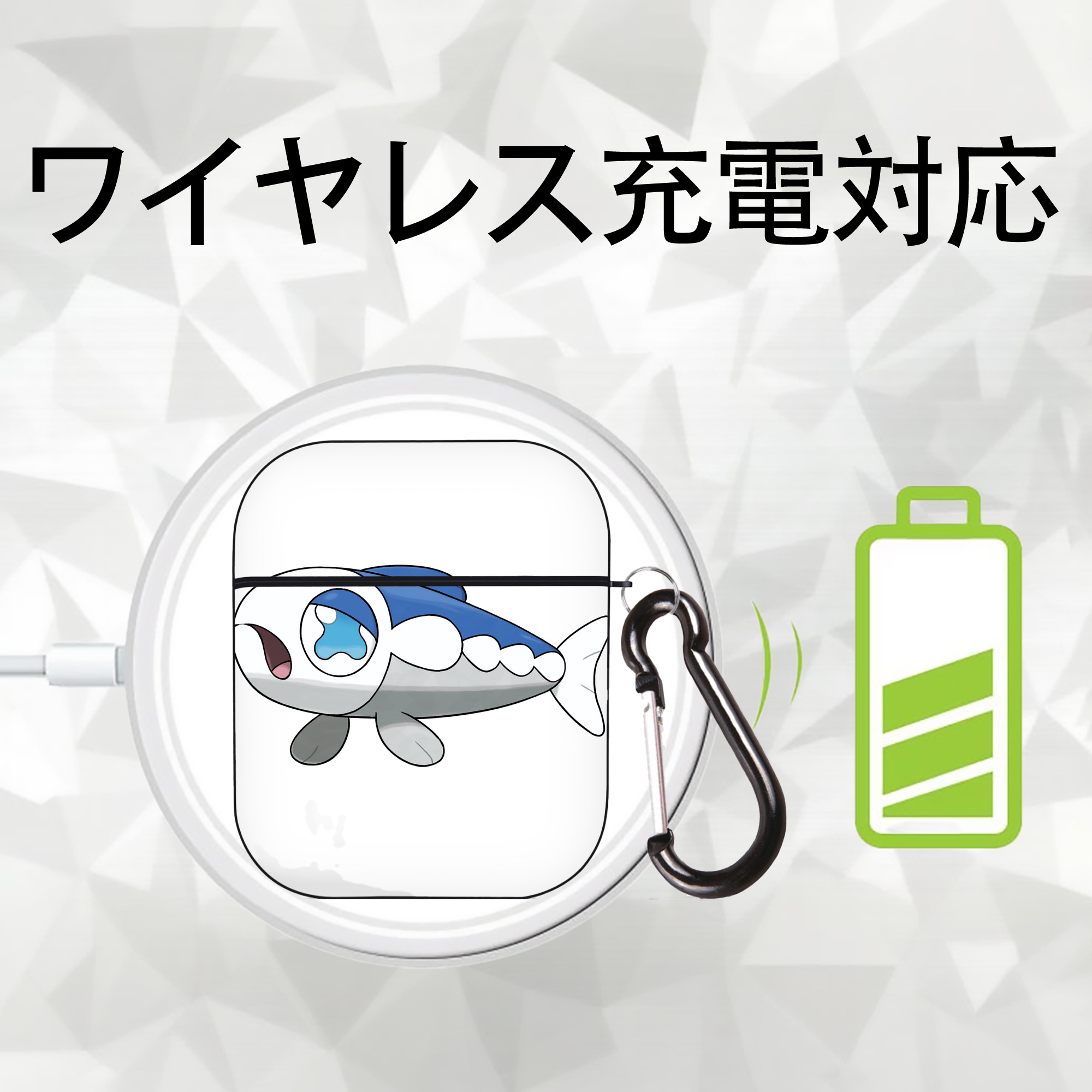 ポケットモンスター Pokémon AirPods 第2世代保護ケース ハードシェル ブラック 耐衝撃・防指紋・カラビナ付き