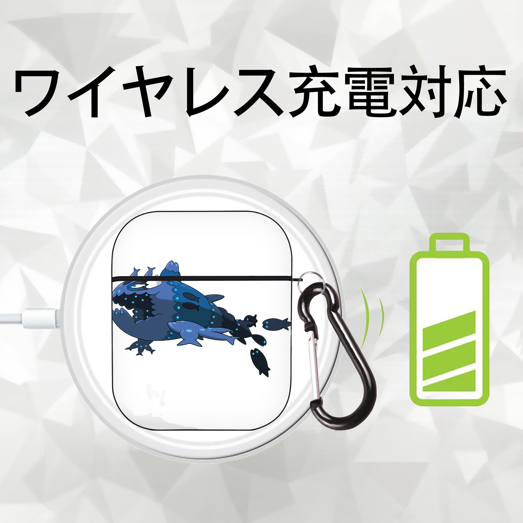 ポケットモンスター Pokémon AirPods 第2世代保護ケース ハードシェル ブラック 耐衝撃・防指紋・カラビナ付き