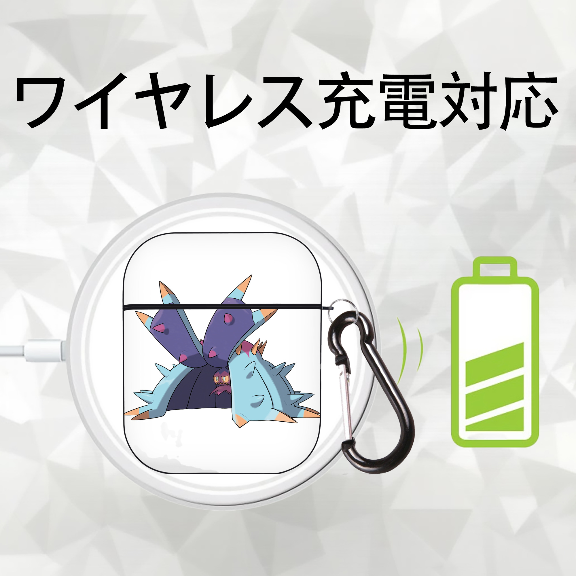 ポケットモンスター Pokémon AirPods 第2世代保護ケース ハードシェル ブラック 耐衝撃・防指紋・カラビナ付き