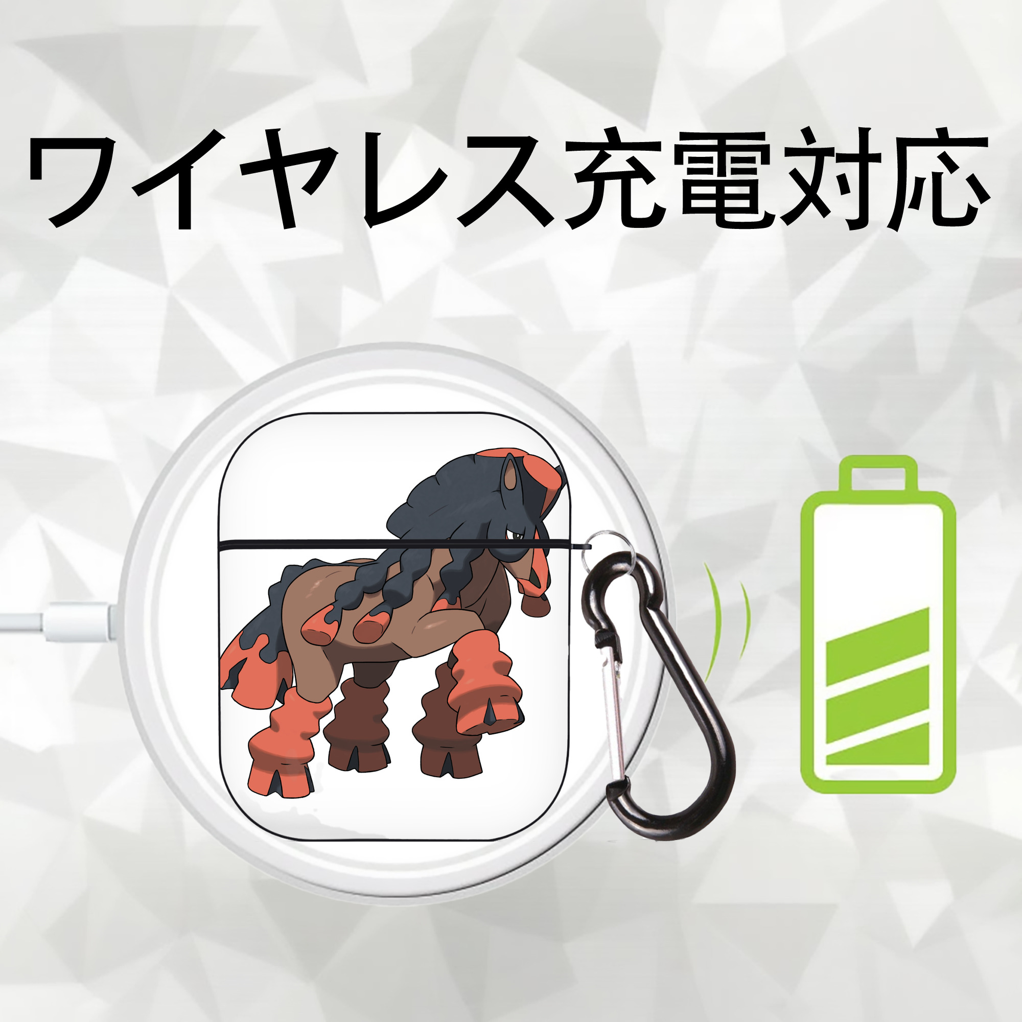 ポケットモンスター Pokémon AirPods 第2世代保護ケース ハードシェル ブラック 耐衝撃・防指紋・カラビナ付き