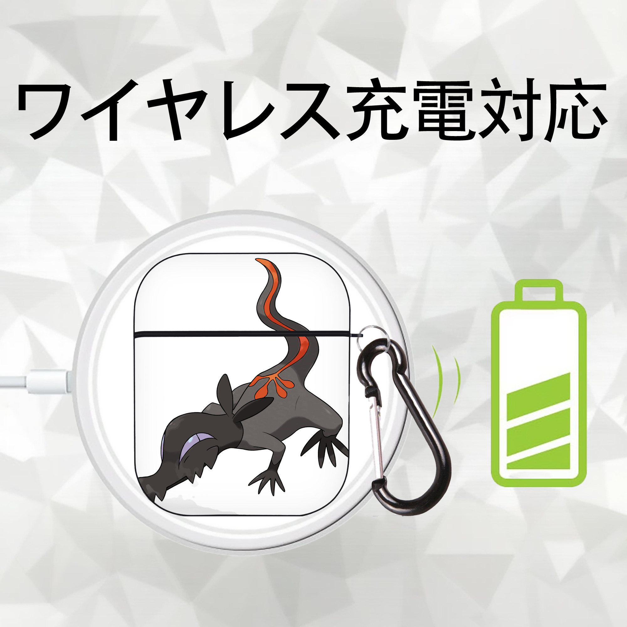 ポケットモンスター Pokémon AirPods 第2世代保護ケース ハードシェル ブラック 耐衝撃・防指紋・カラビナ付き