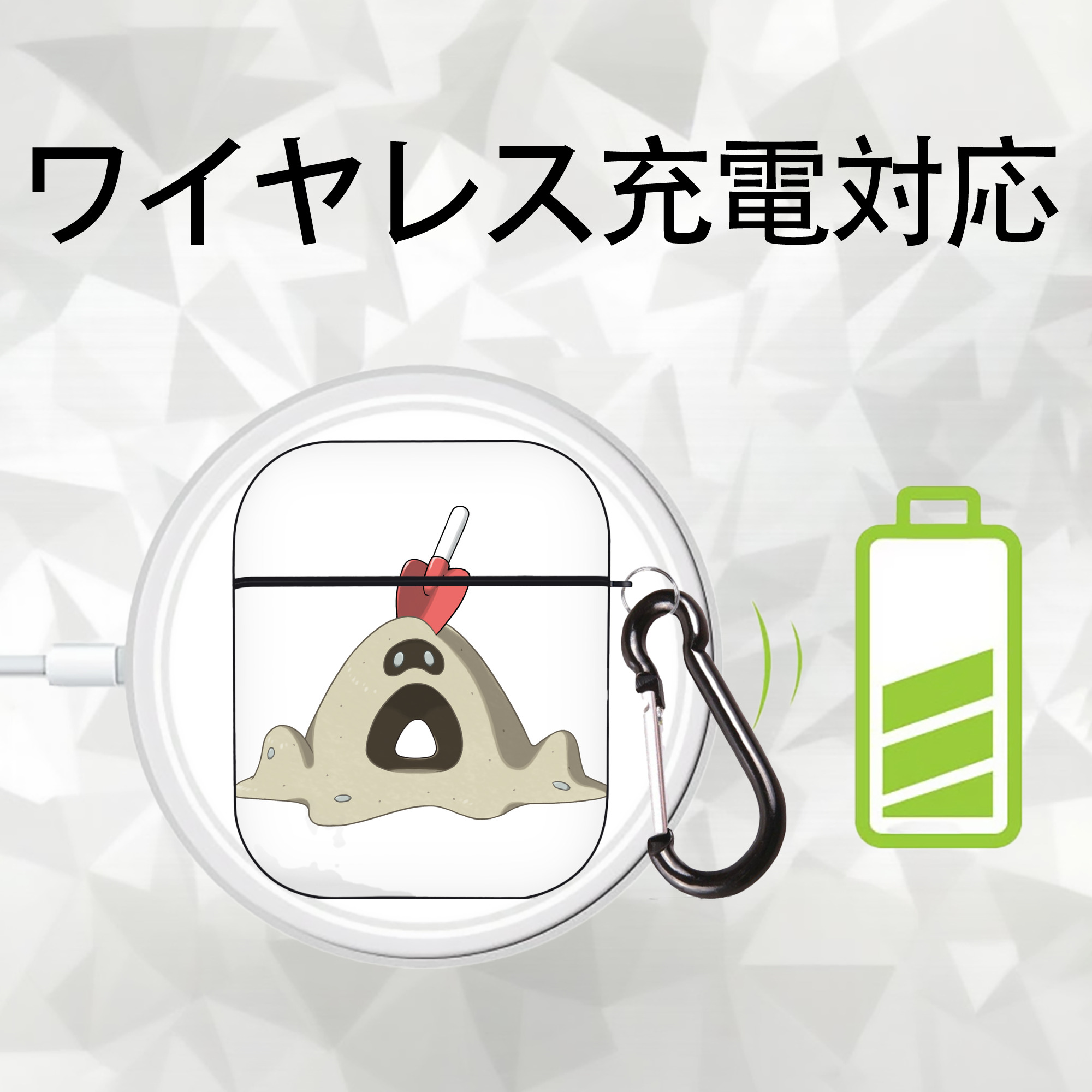 ポケットモンスター Pokémon AirPods 第2世代保護ケース ハードシェル ブラック 耐衝撃・防指紋・カラビナ付き
