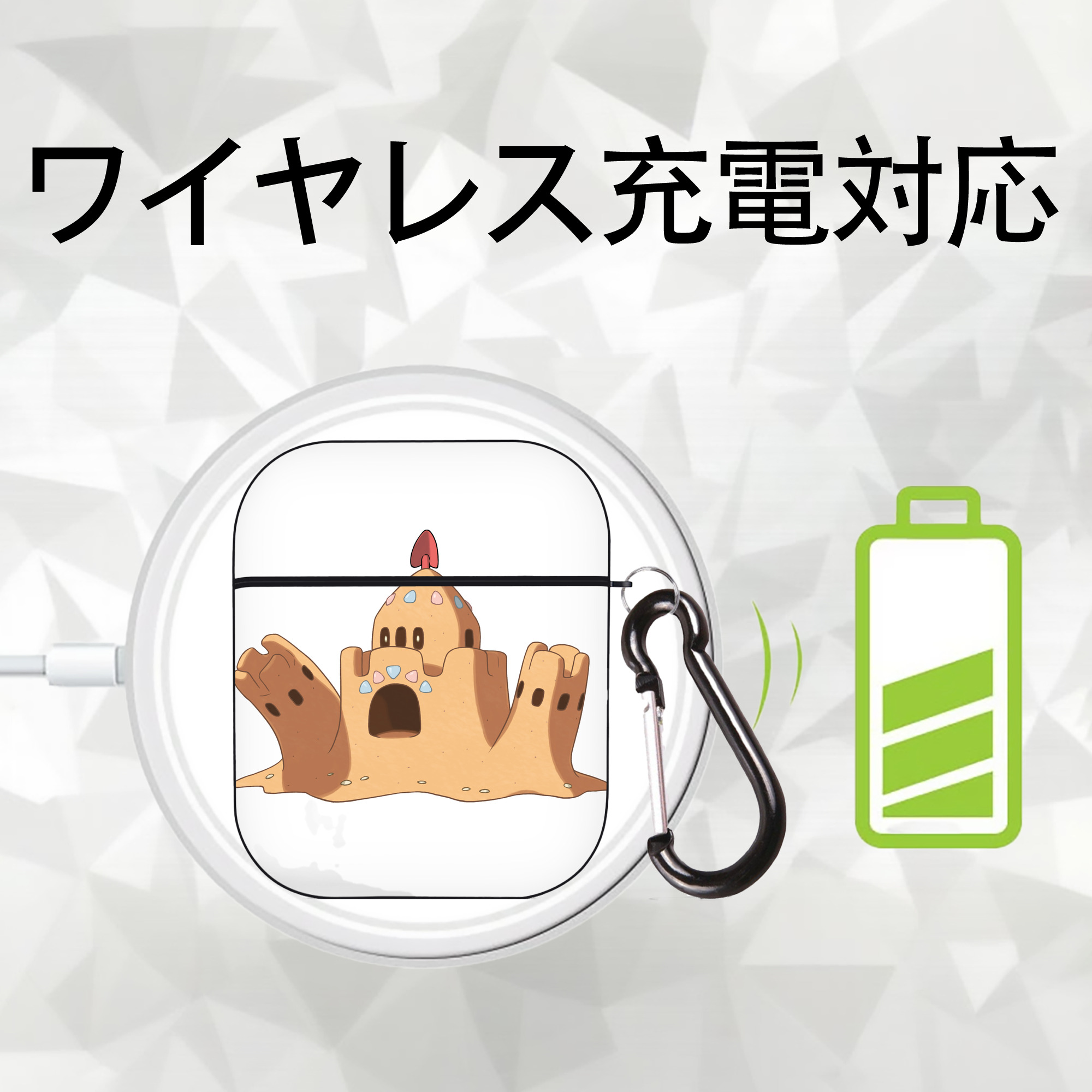 ポケットモンスター Pokémon AirPods 第2世代保護ケース ハードシェル ブラック 耐衝撃・防指紋・カラビナ付き