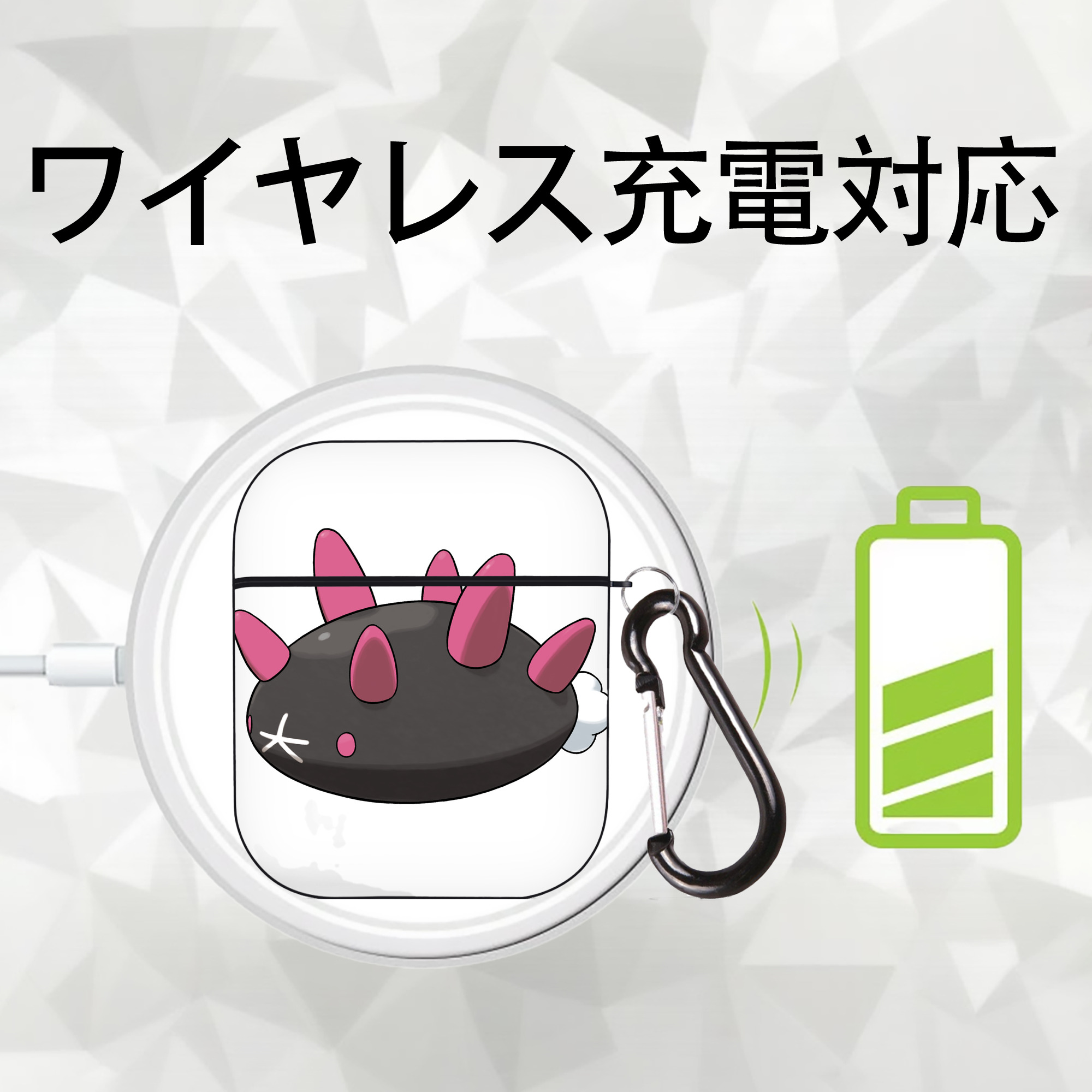 ポケットモンスター Pokémon AirPods 第2世代保護ケース ハードシェル ブラック 耐衝撃・防指紋・カラビナ付き