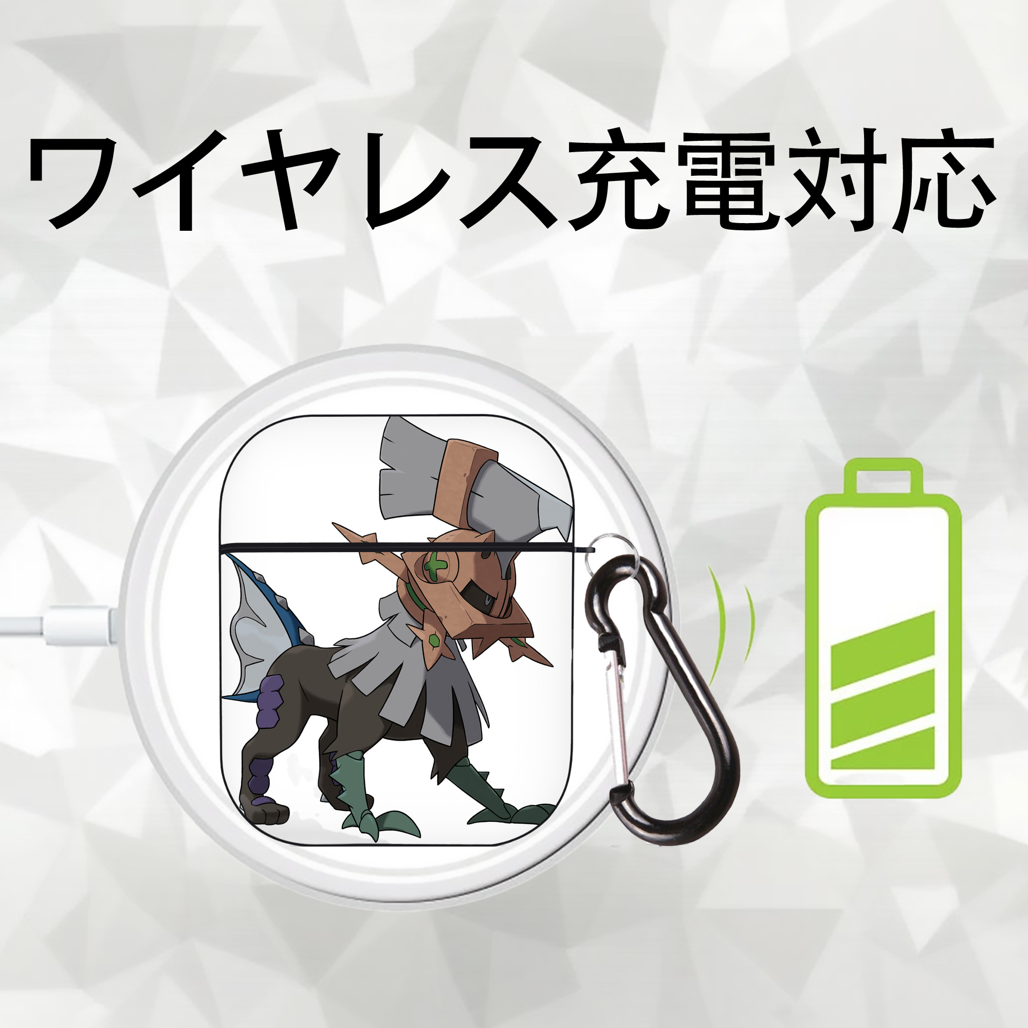 ポケットモンスター Pokémon AirPods 第2世代保護ケース ハードシェル ブラック 耐衝撃・防指紋・カラビナ付き