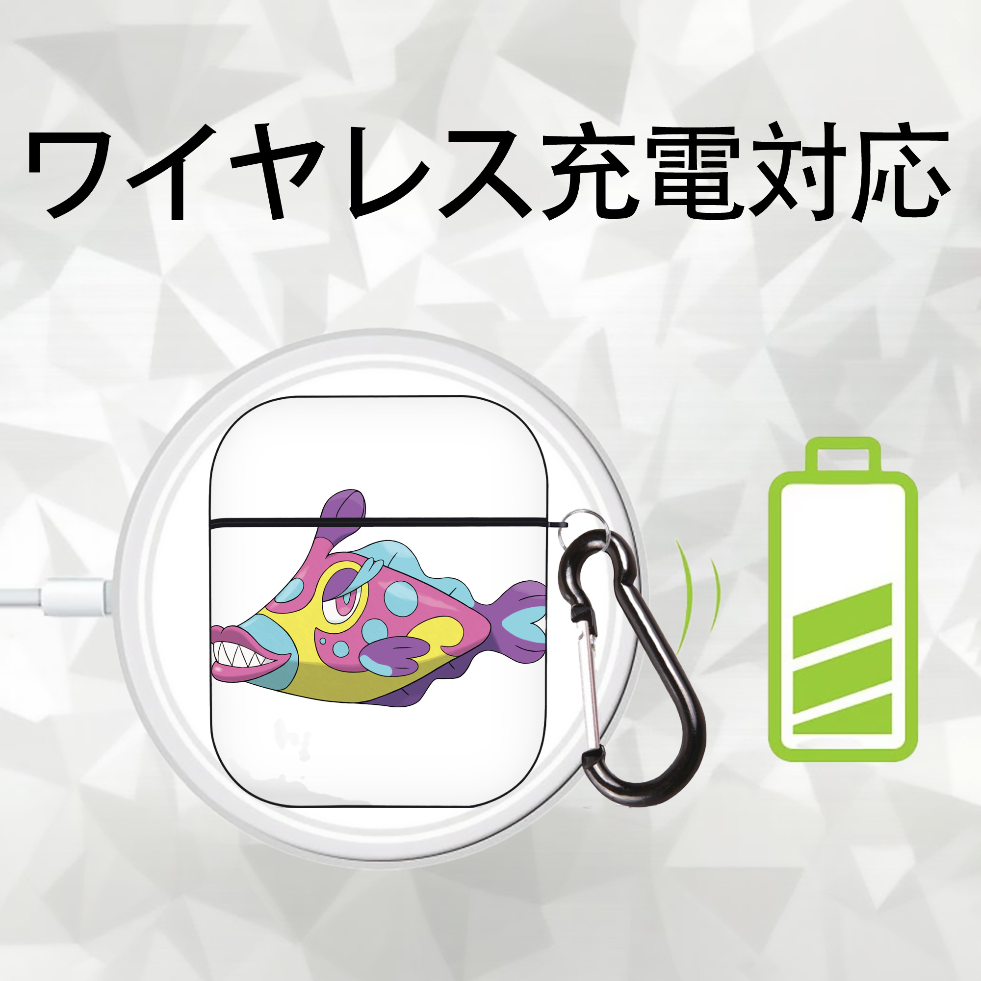 ポケットモンスター Pokémon AirPods 第2世代保護ケース ハードシェル ブラック 耐衝撃・防指紋・カラビナ付き