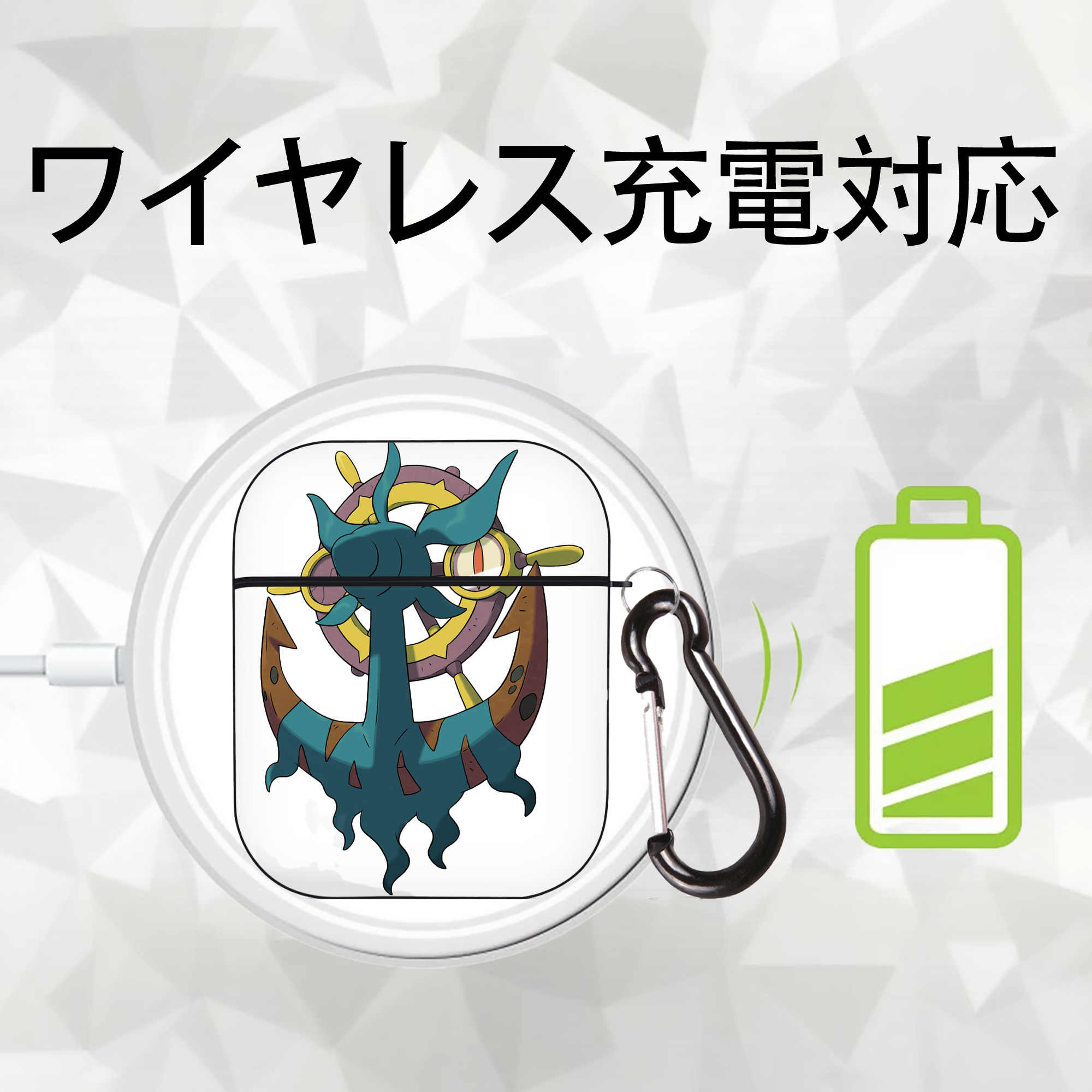 ポケットモンスター Pokémon AirPods 第2世代保護ケース ハードシェル ブラック 耐衝撃・防指紋・カラビナ付き