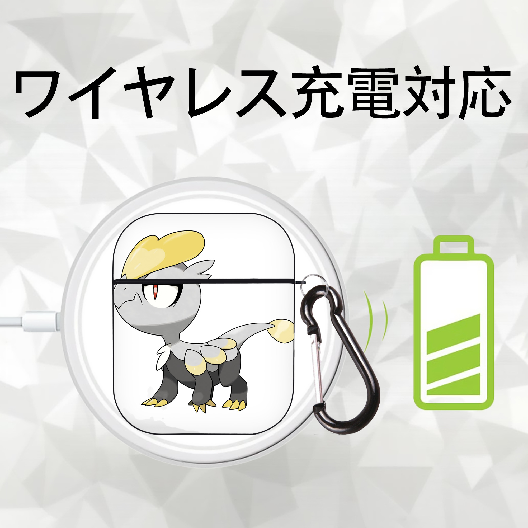 ポケットモンスター Pokémon AirPods 第2世代保護ケース ハードシェル ブラック 耐衝撃・防指紋・カラビナ付き