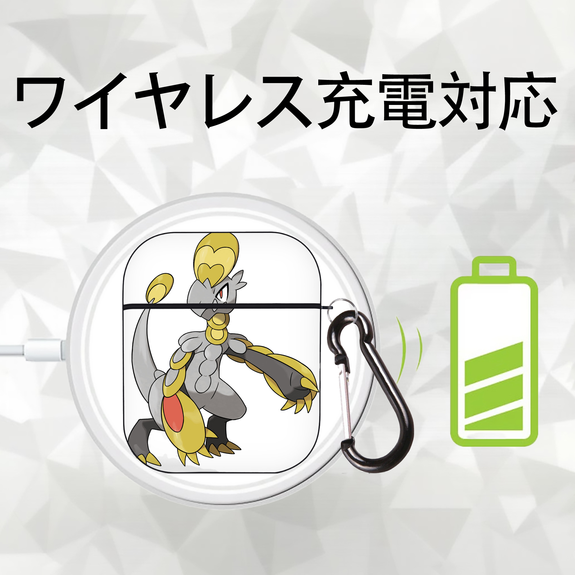 ポケットモンスター Pokémon AirPods 第2世代保護ケース ハードシェル ブラック 耐衝撃・防指紋・カラビナ付き