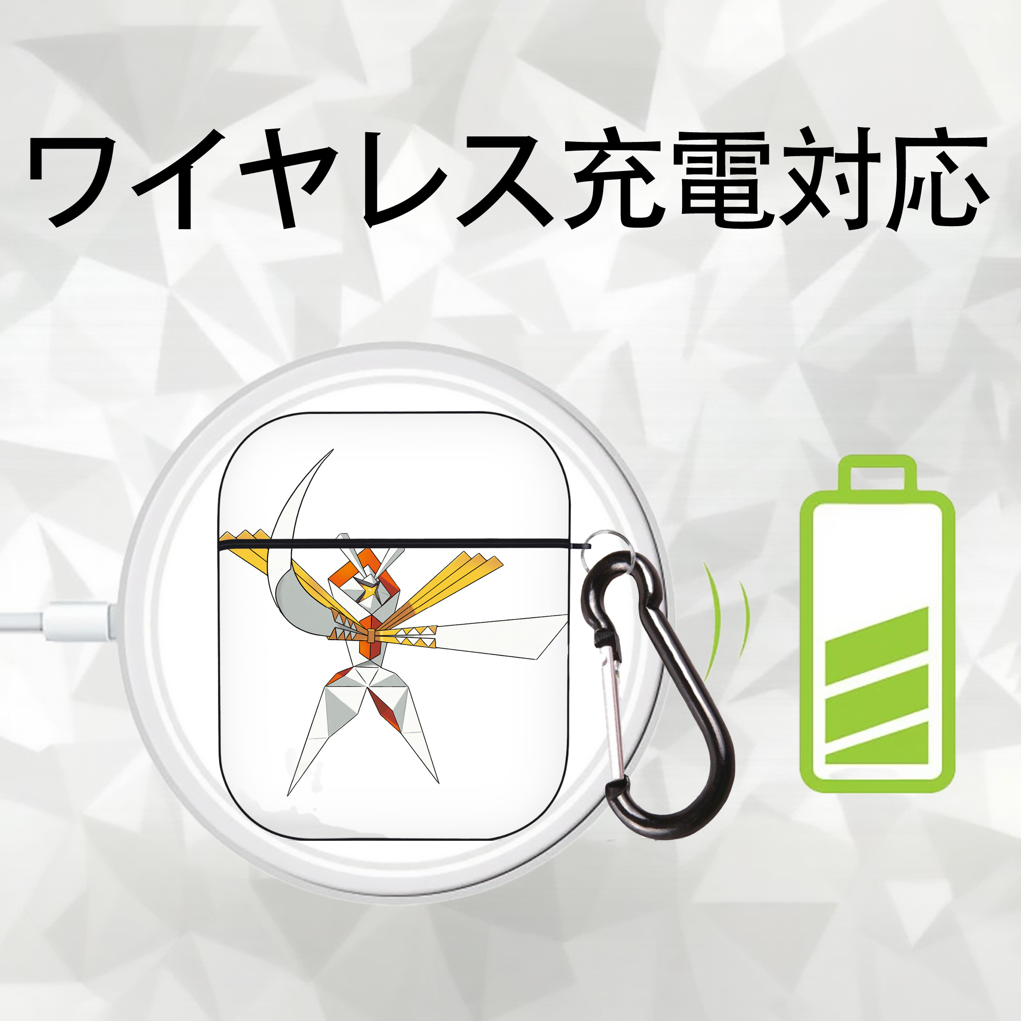 ポケットモンスター Pokémon AirPods 第2世代保護ケース ハードシェル ブラック 耐衝撃・防指紋・カラビナ付き