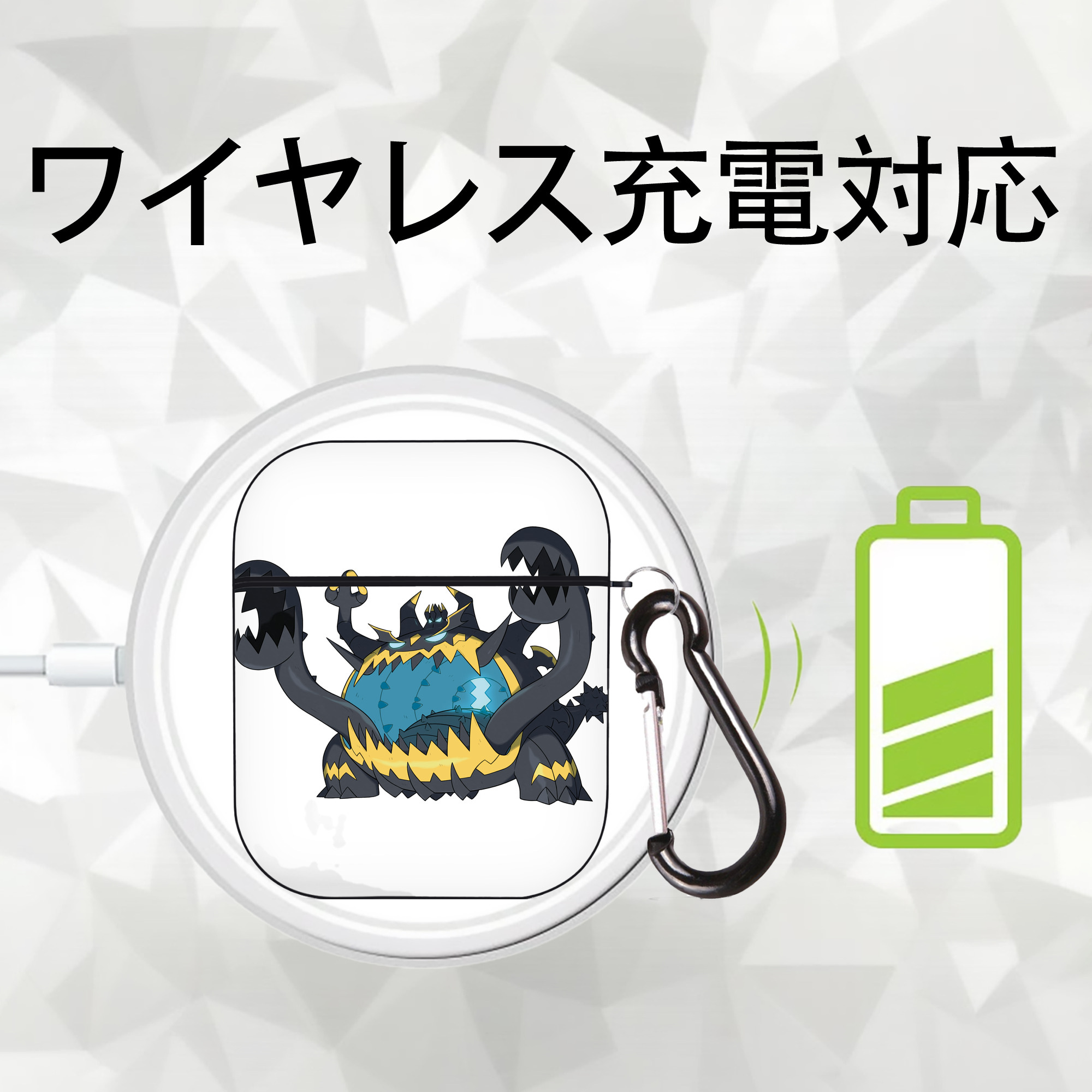ポケットモンスター Pokémon AirPods 第2世代保護ケース ハードシェル ブラック 耐衝撃・防指紋・カラビナ付き