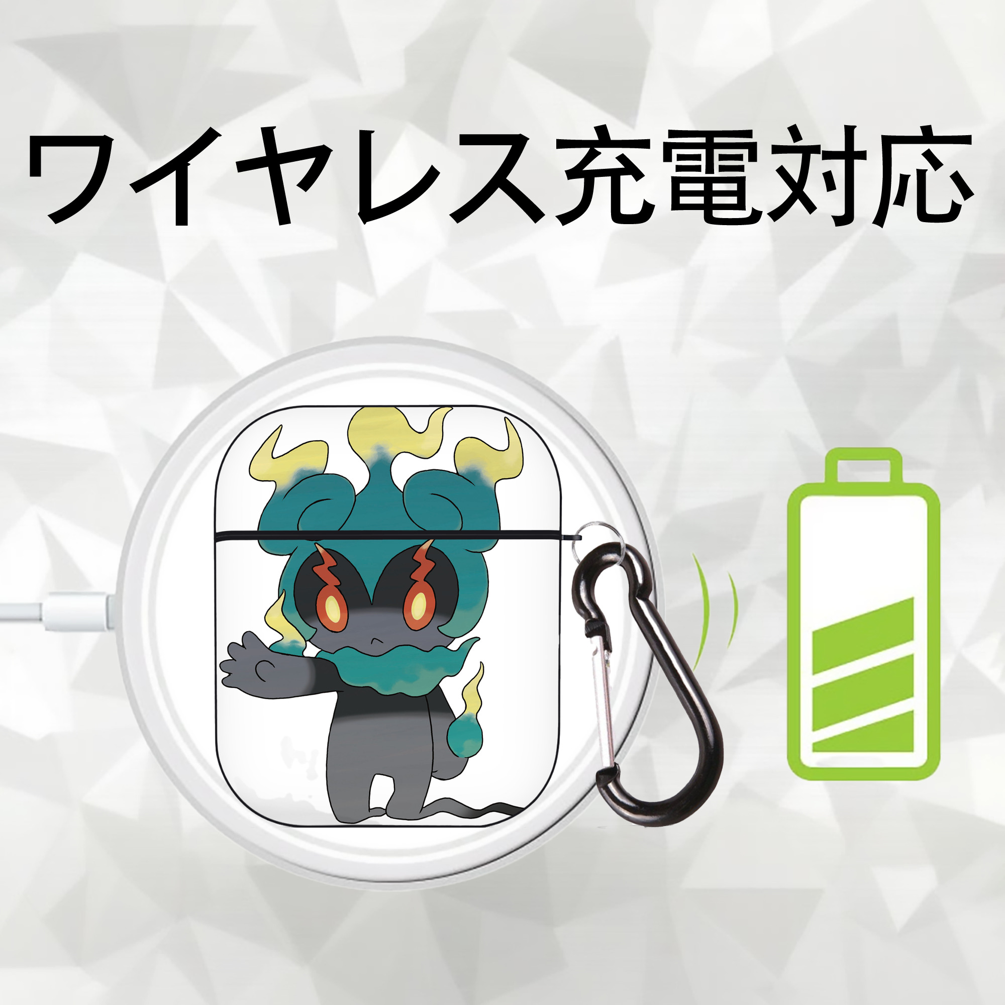 ポケットモンスター Pokémon AirPods 第2世代保護ケース ハードシェル ブラック 耐衝撃・防指紋・カラビナ付き