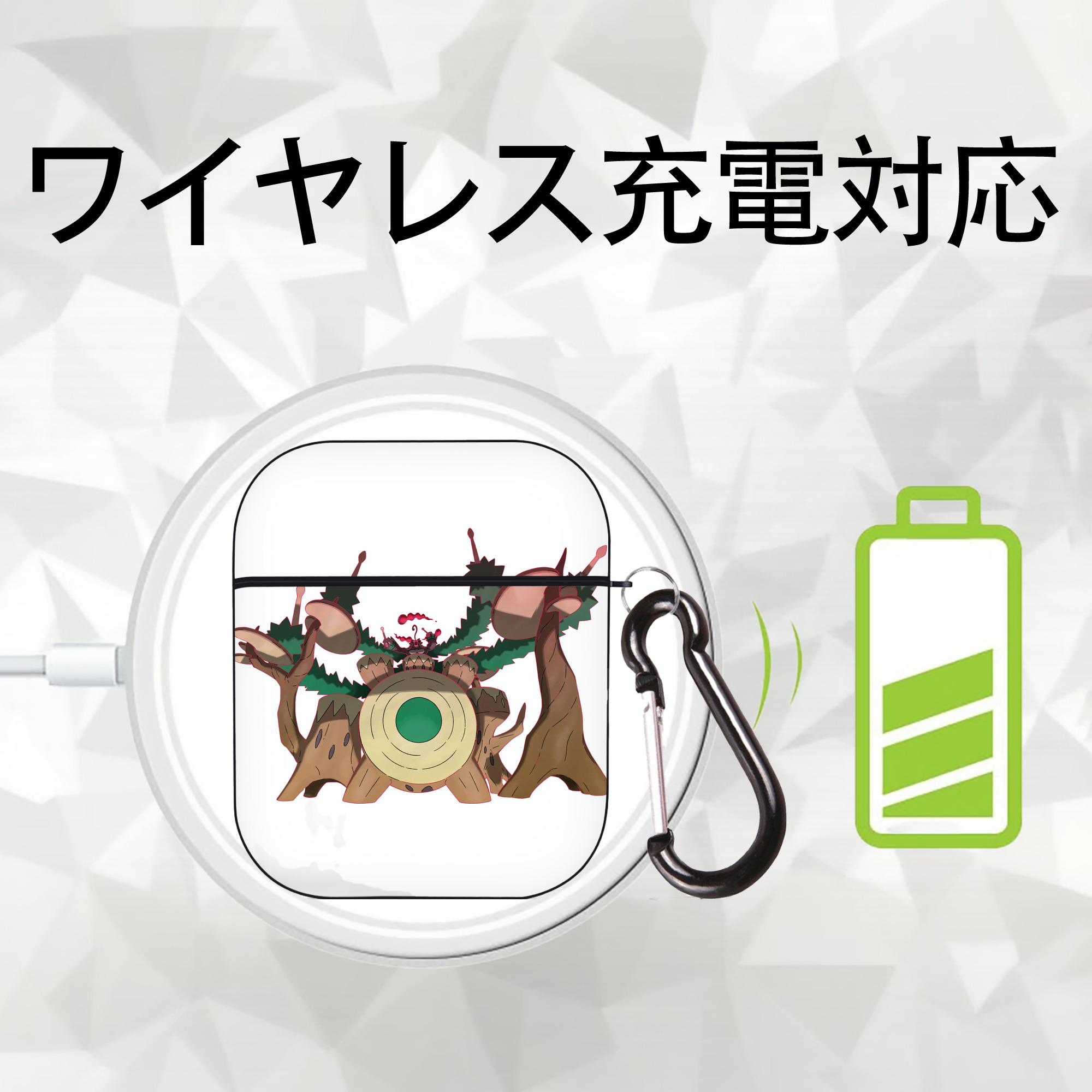 ポケットモンスター Pokémon AirPods 第2世代保護ケース ハードシェル ブラック 耐衝撃・防指紋・カラビナ付き