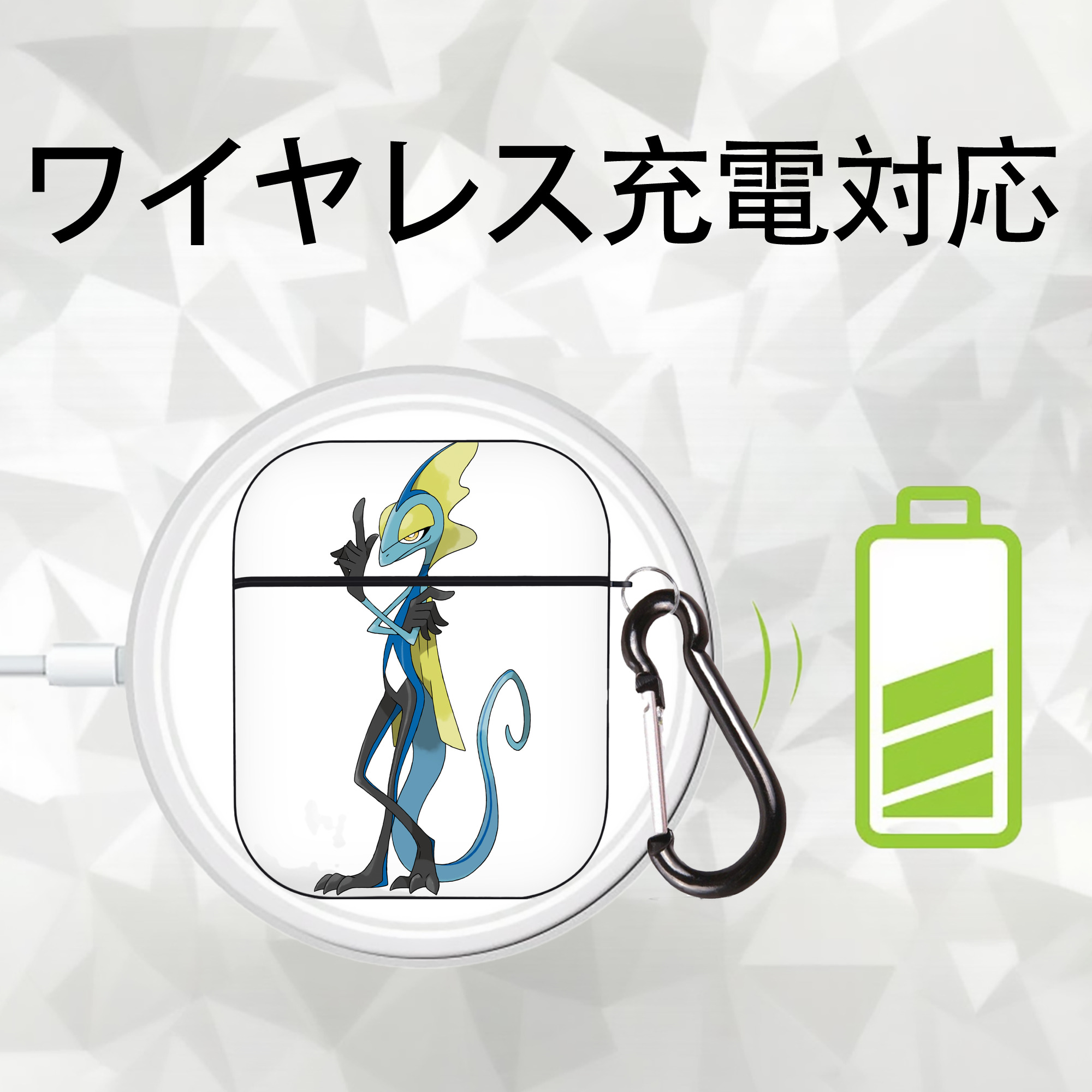 ポケットモンスター Pokémon AirPods 第2世代保護ケース ハードシェル ブラック 耐衝撃・防指紋・カラビナ付き