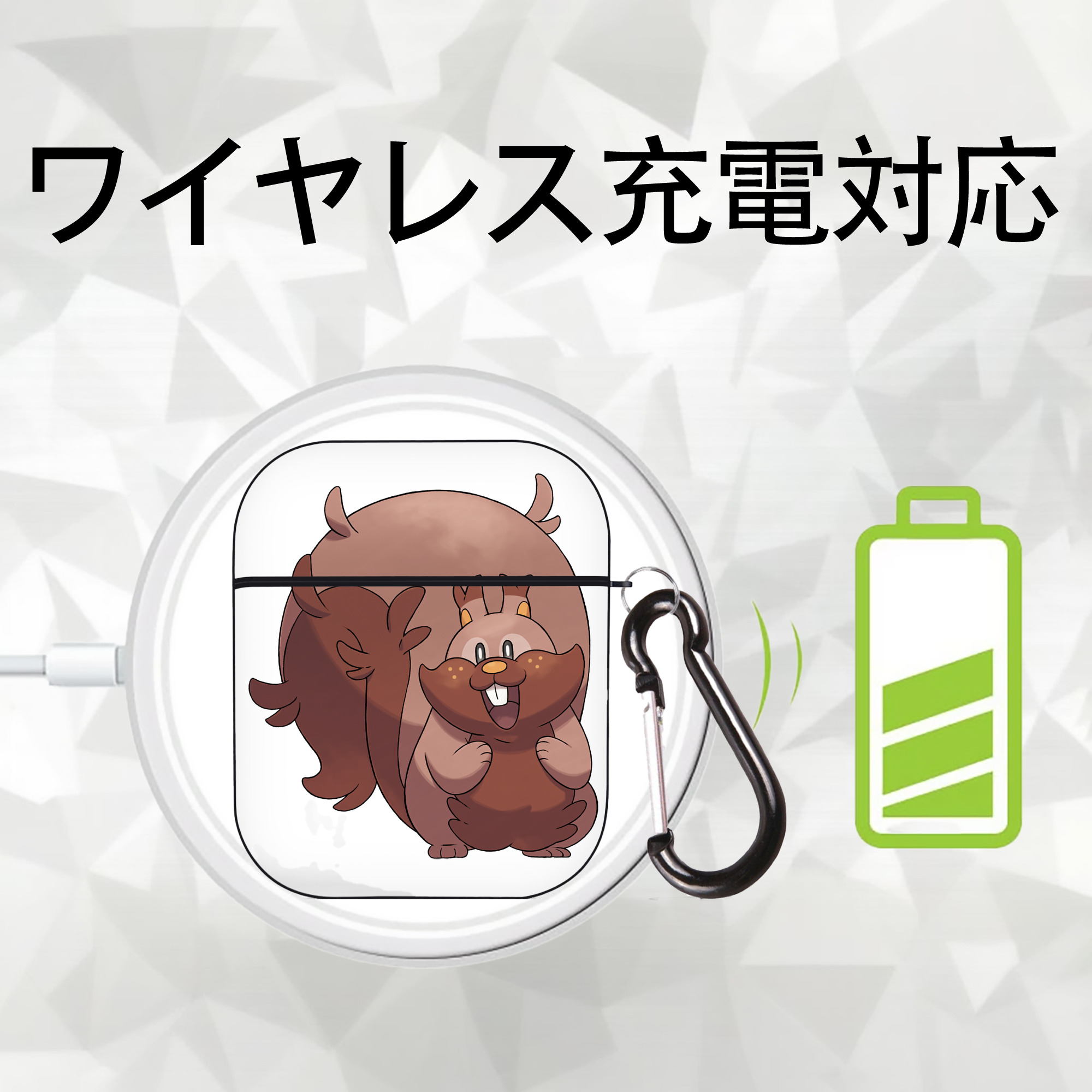 ポケットモンスター Pokémon AirPods 第2世代保護ケース ハードシェル ブラック 耐衝撃・防指紋・カラビナ付き