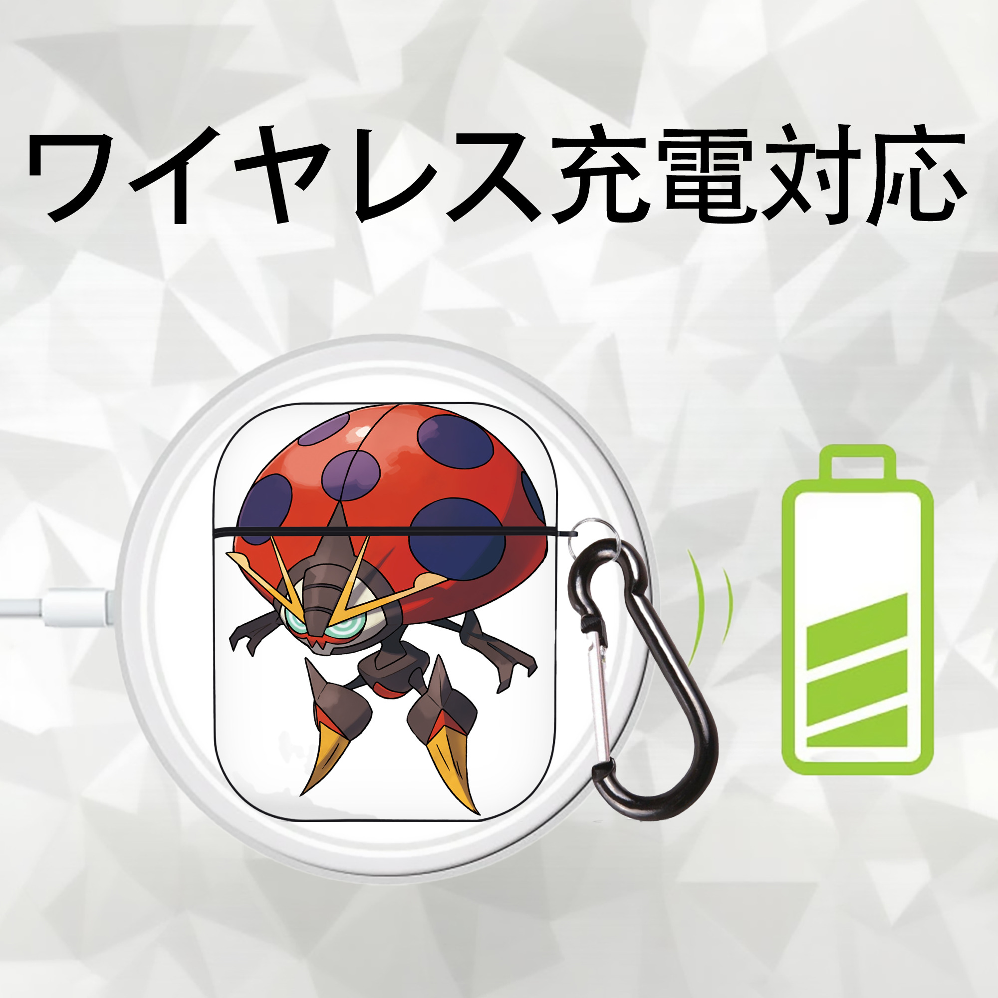 ポケットモンスター Pokémon AirPods 第2世代保護ケース ハードシェル ブラック 耐衝撃・防指紋・カラビナ付き