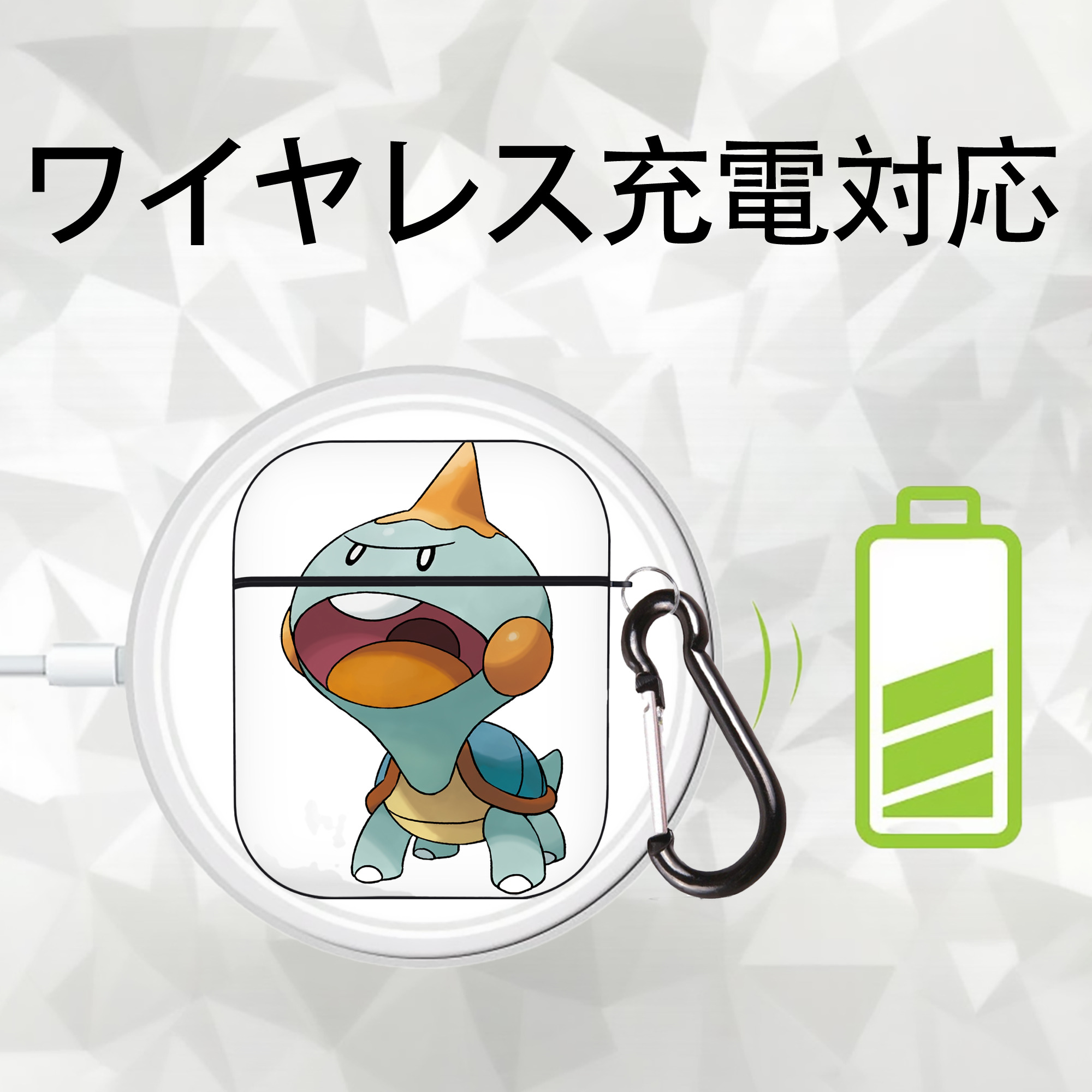 ポケットモンスター Pokémon AirPods 第2世代保護ケース ハードシェル ブラック 耐衝撃・防指紋・カラビナ付き