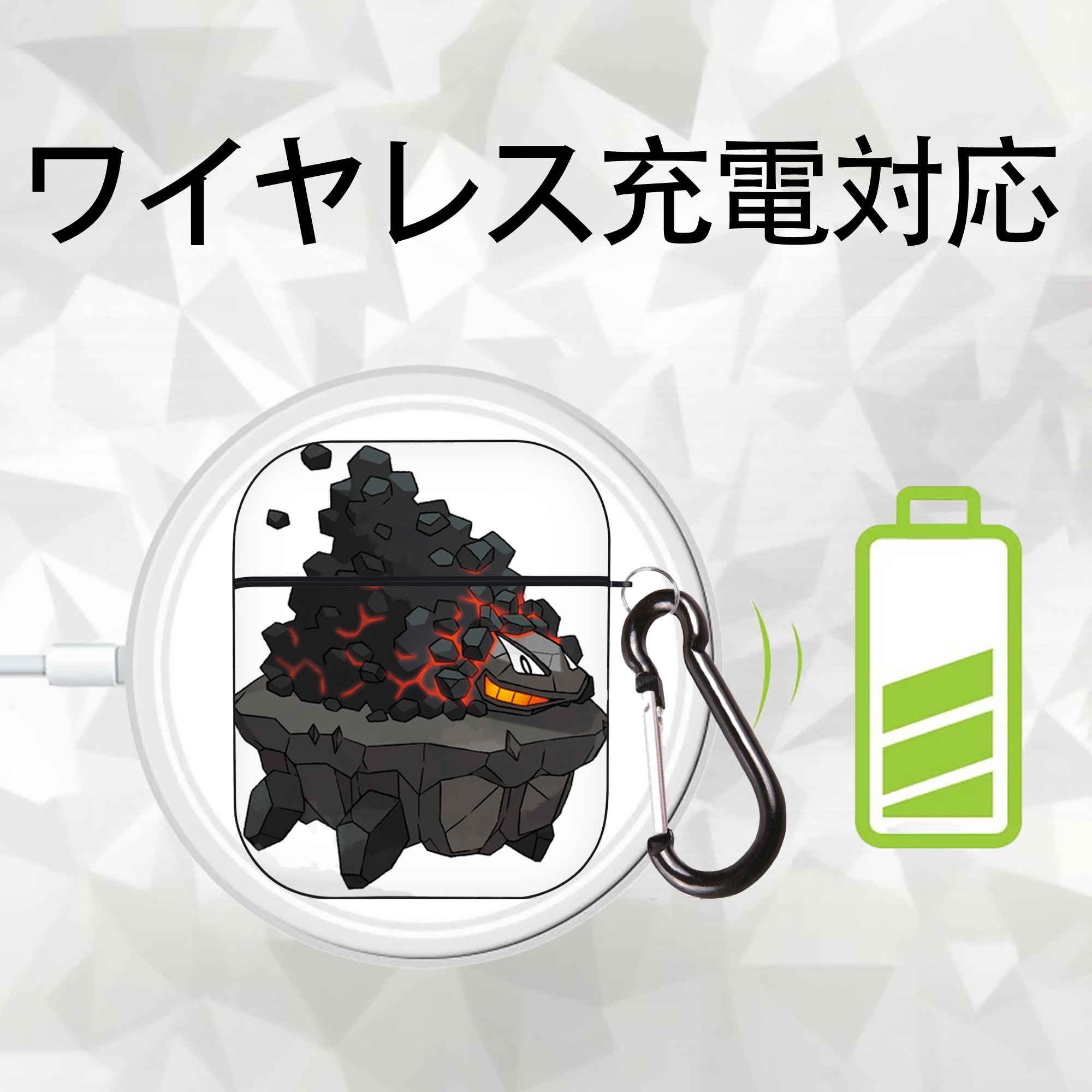 ポケットモンスター Pokémon AirPods 第2世代保護ケース ハードシェル ブラック 耐衝撃・防指紋・カラビナ付き