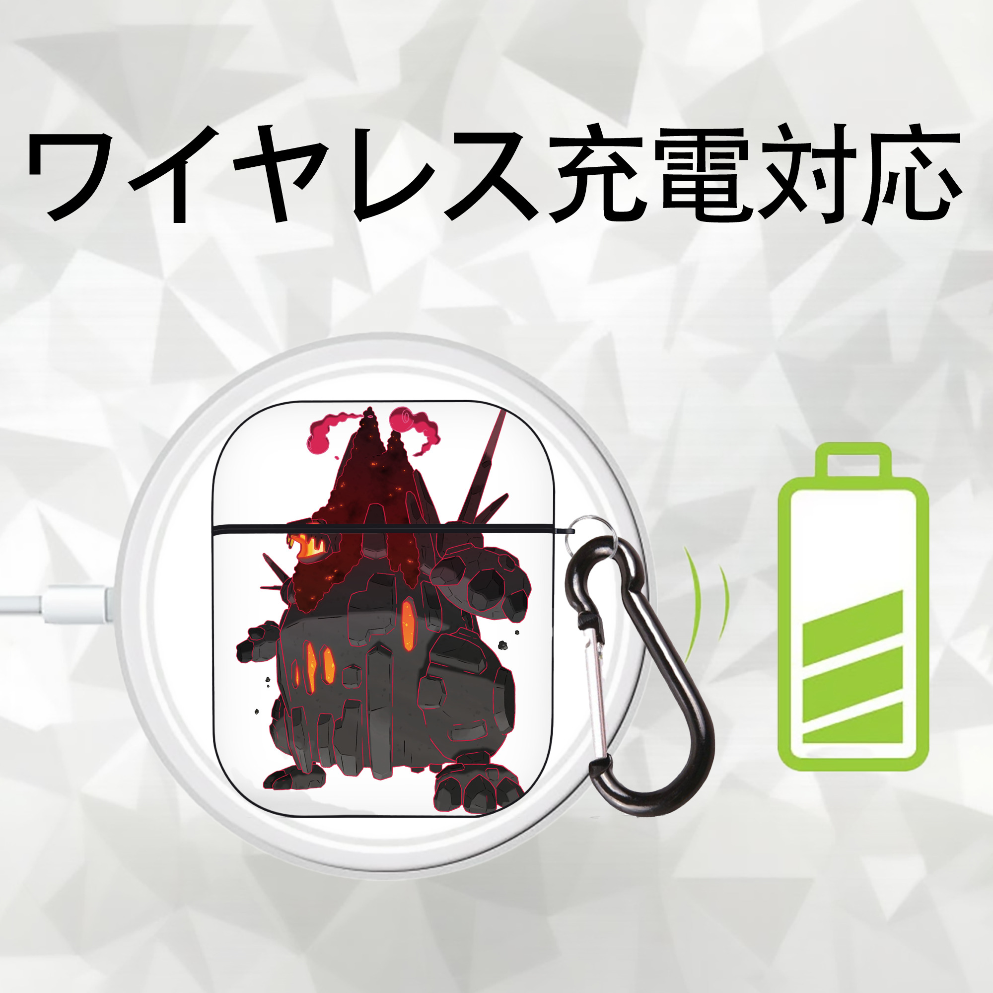 ポケットモンスター Pokémon AirPods 第2世代保護ケース ハードシェル ブラック 耐衝撃・防指紋・カラビナ付き