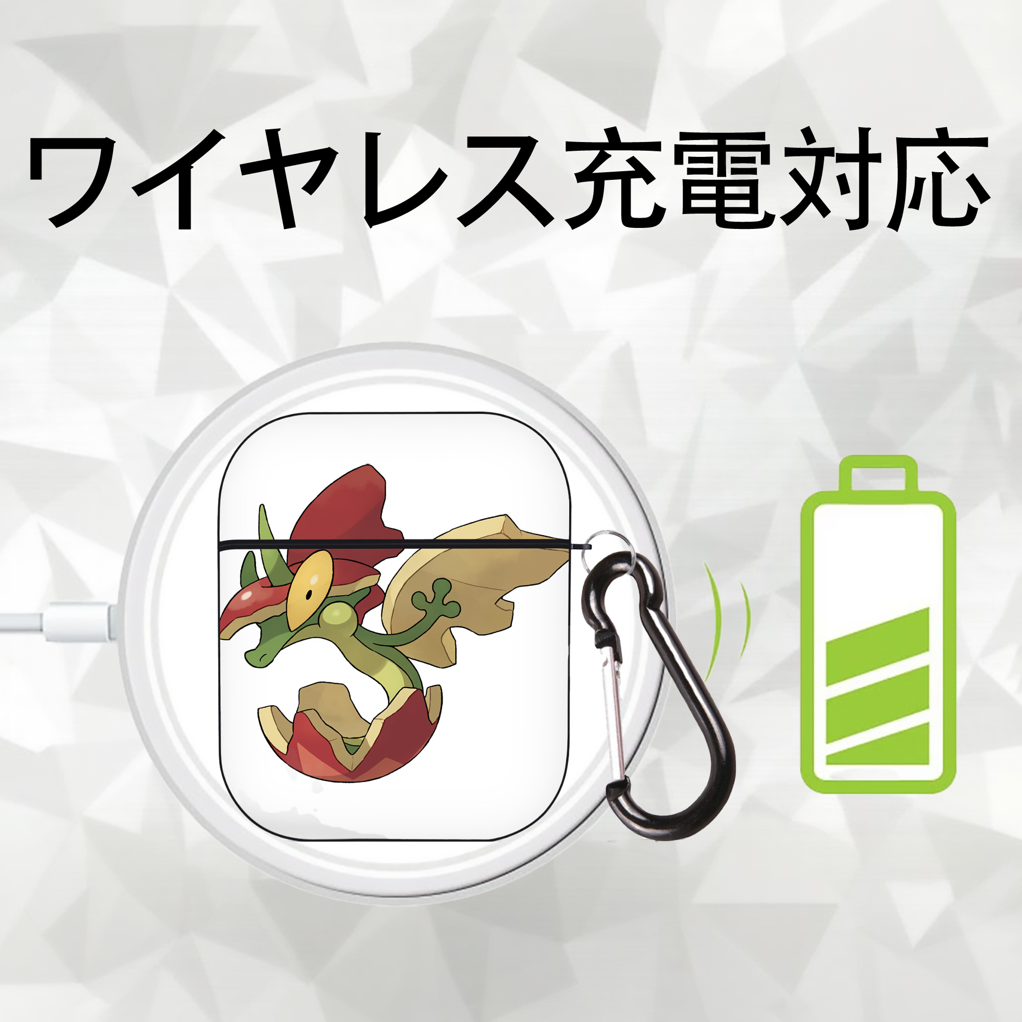 ポケットモンスター Pokémon AirPods 第2世代保護ケース ハードシェル ブラック 耐衝撃・防指紋・カラビナ付き