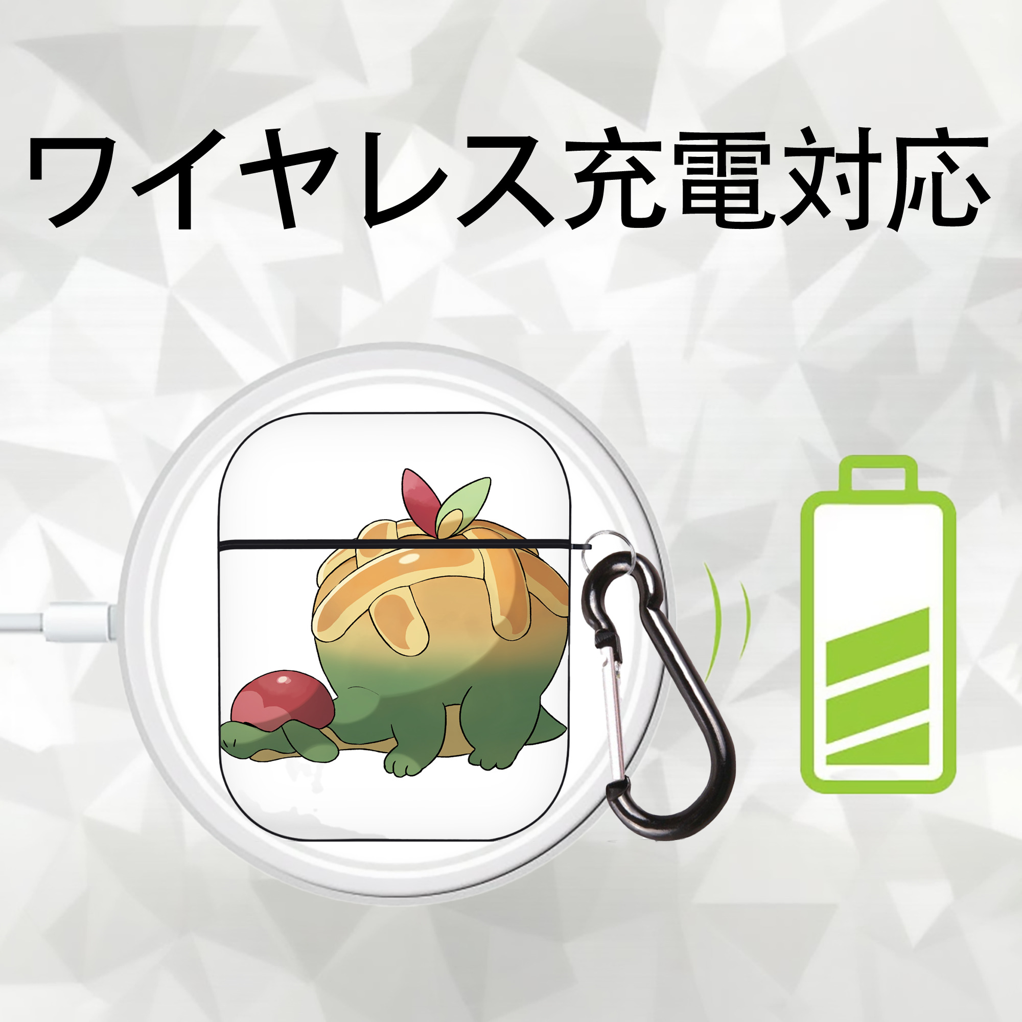 ポケットモンスター Pokémon AirPods 第2世代保護ケース ハードシェル ブラック 耐衝撃・防指紋・カラビナ付き