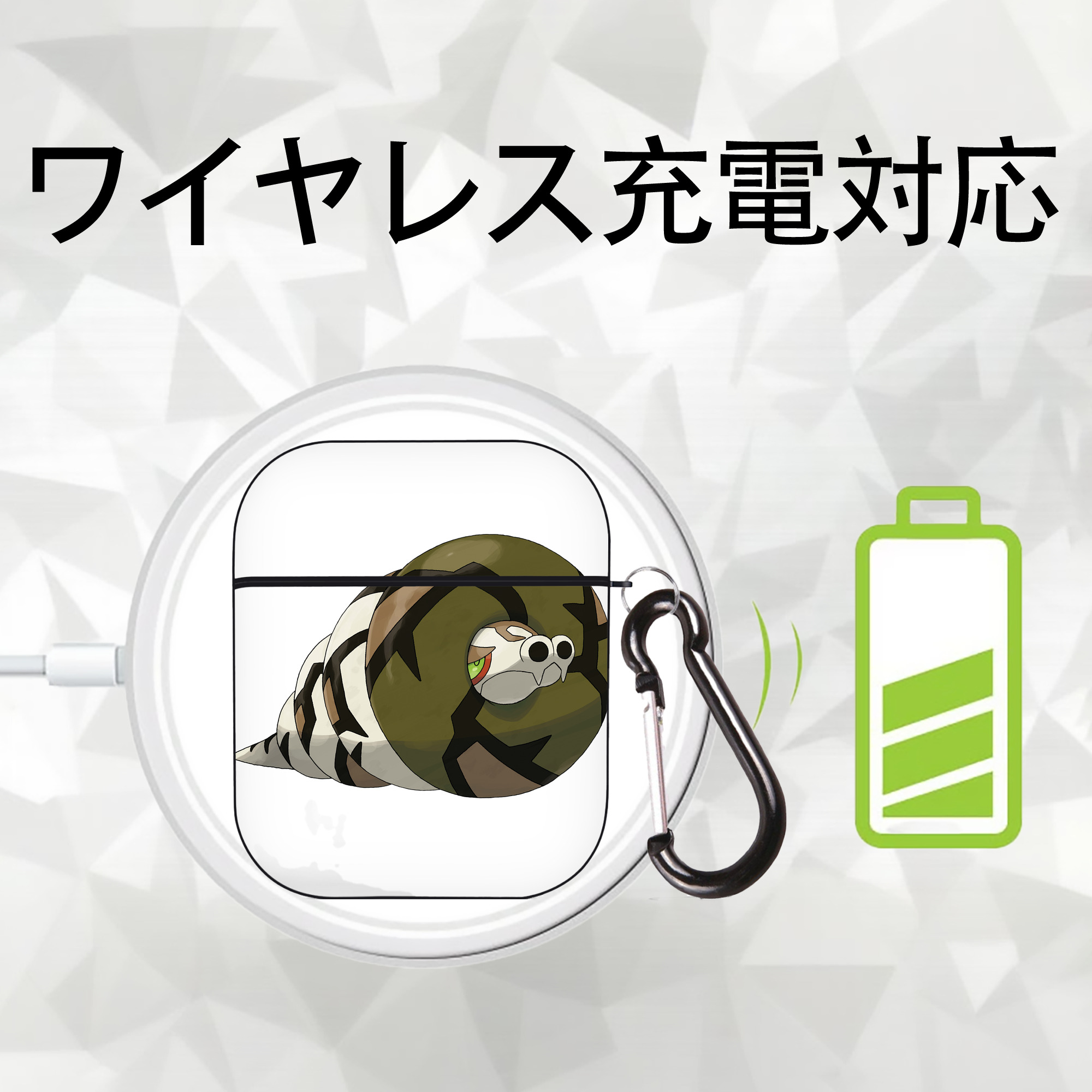 ポケットモンスター Pokémon AirPods 第2世代保護ケース ハードシェル ブラック 耐衝撃・防指紋・カラビナ付き