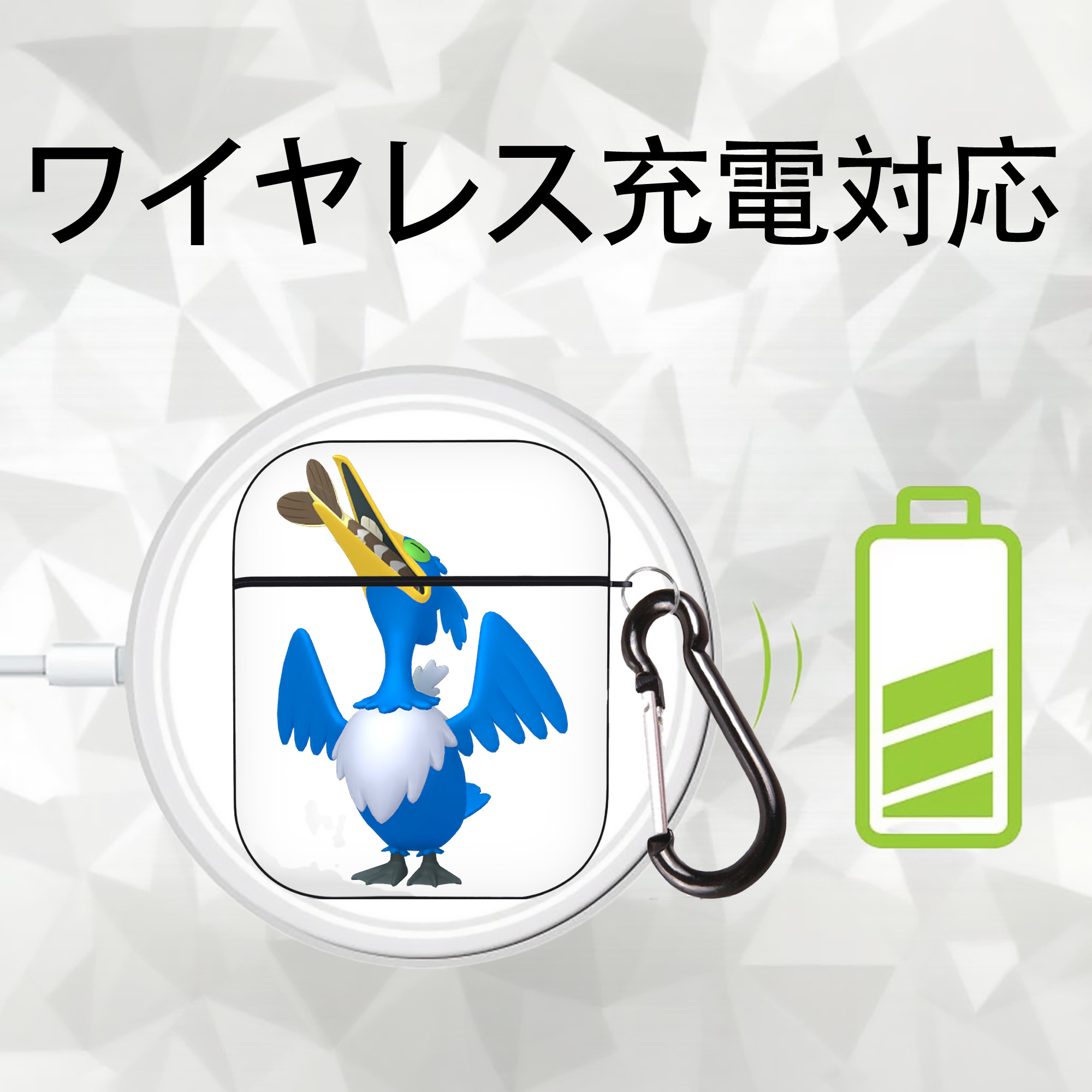 ポケットモンスター Pokémon AirPods 第2世代保護ケース ハードシェル ブラック 耐衝撃・防指紋・カラビナ付き
