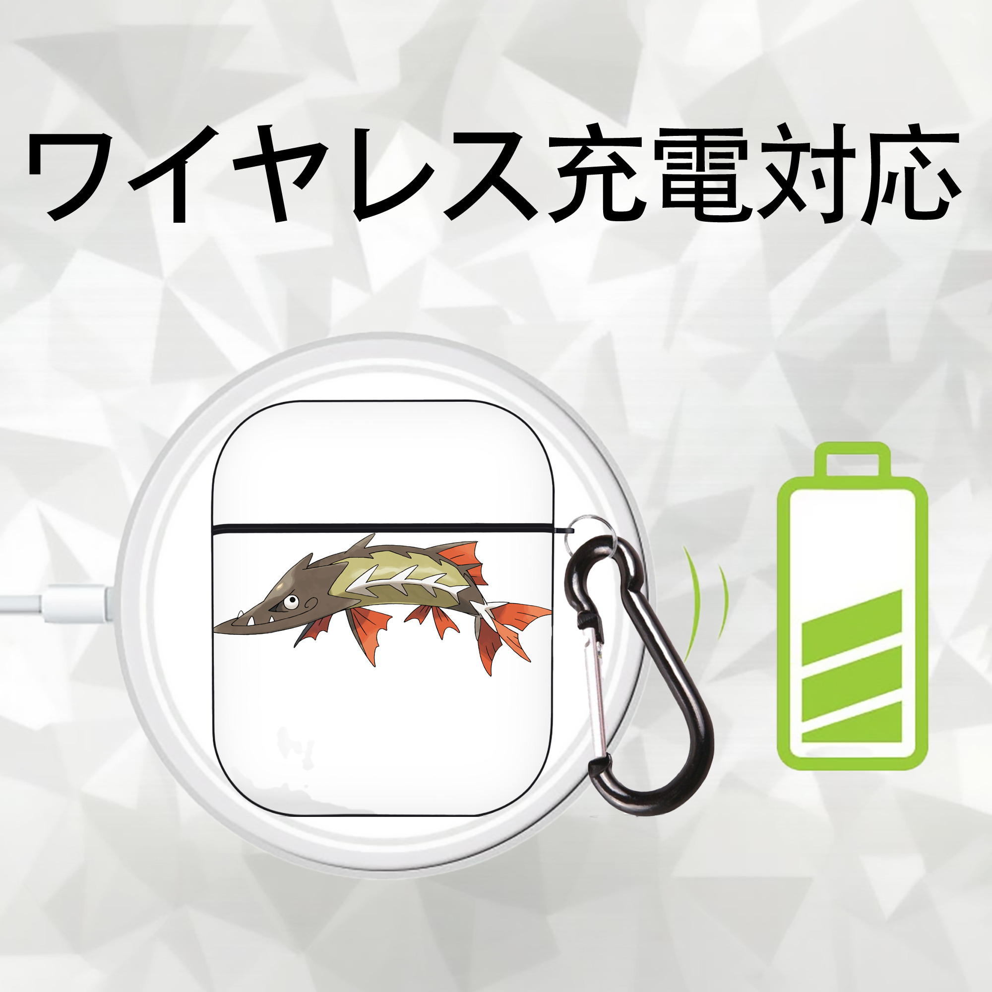 ポケットモンスター Pokémon AirPods 第2世代保護ケース ハードシェル ブラック 耐衝撃・防指紋・カラビナ付き