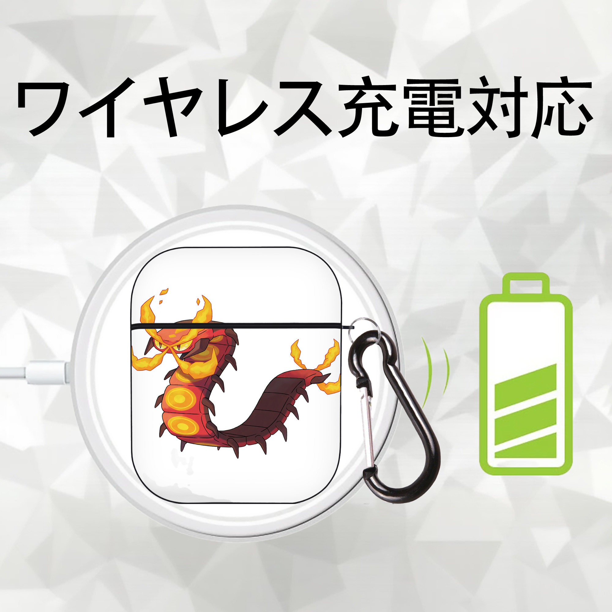 ポケットモンスター Pokémon AirPods 第2世代保護ケース ハードシェル ブラック 耐衝撃・防指紋・カラビナ付き