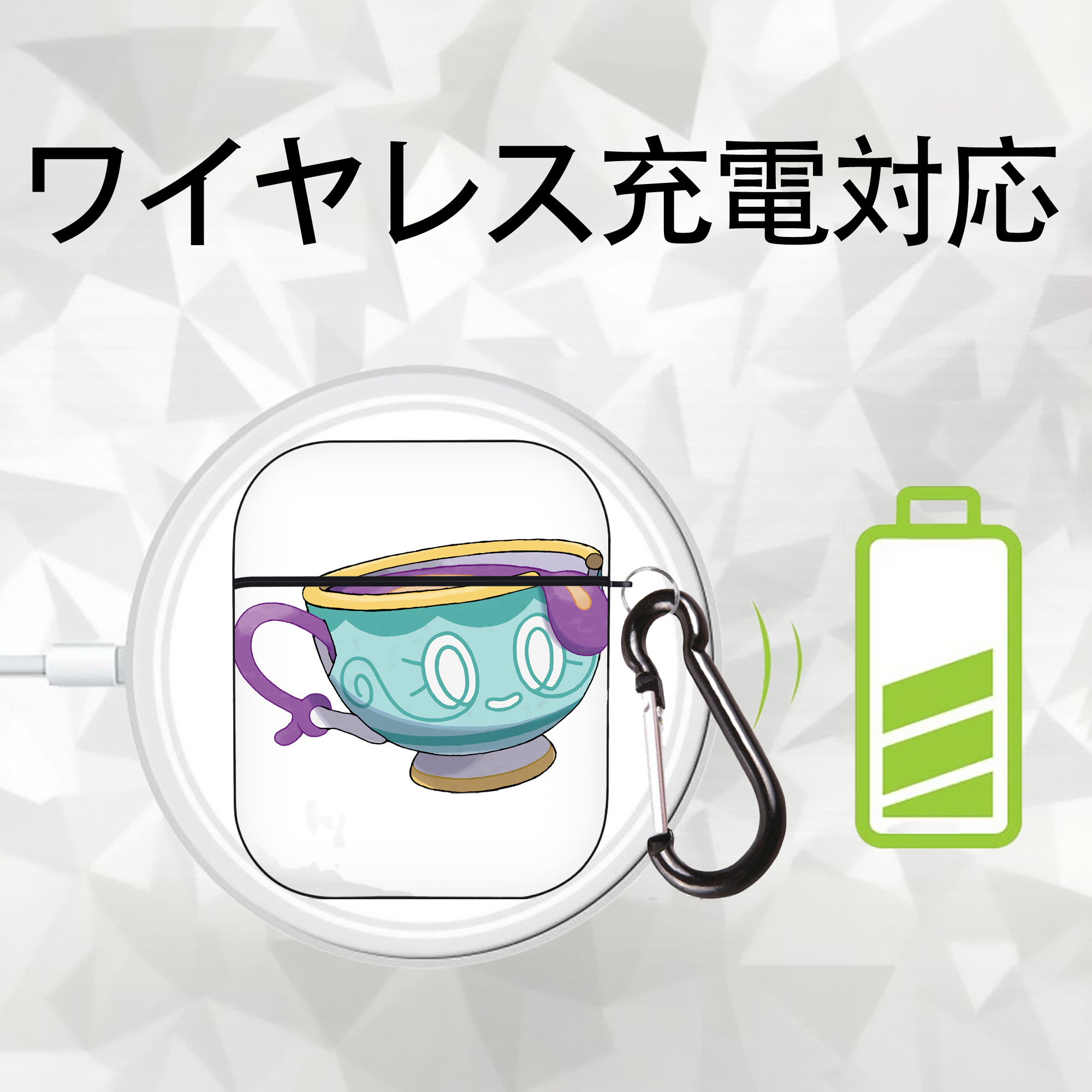 ポケットモンスター Pokémon AirPods 第2世代保護ケース ハードシェル ブラック 耐衝撃・防指紋・カラビナ付き