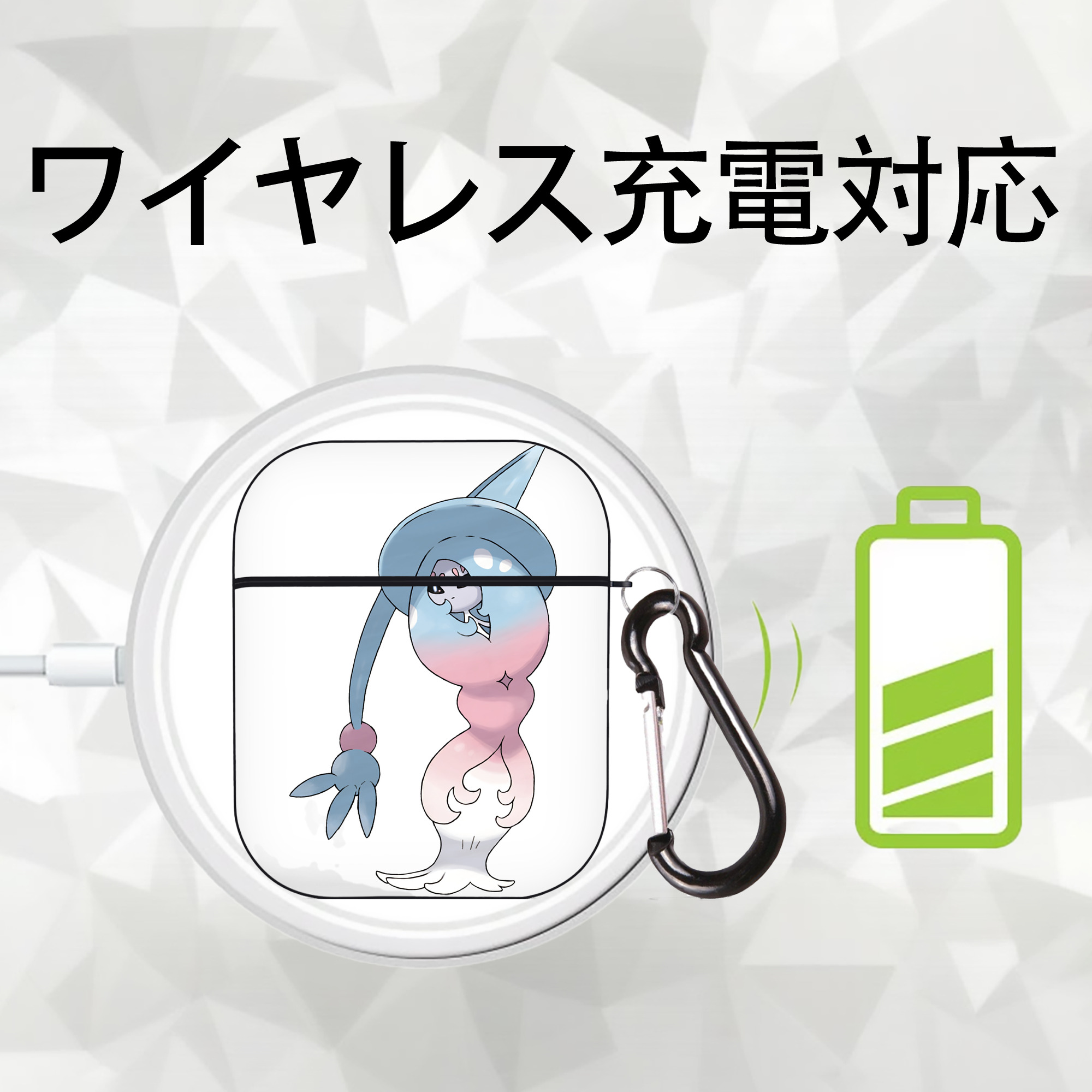 ポケットモンスター Pokémon AirPods 第2世代保護ケース ハードシェル ブラック 耐衝撃・防指紋・カラビナ付き