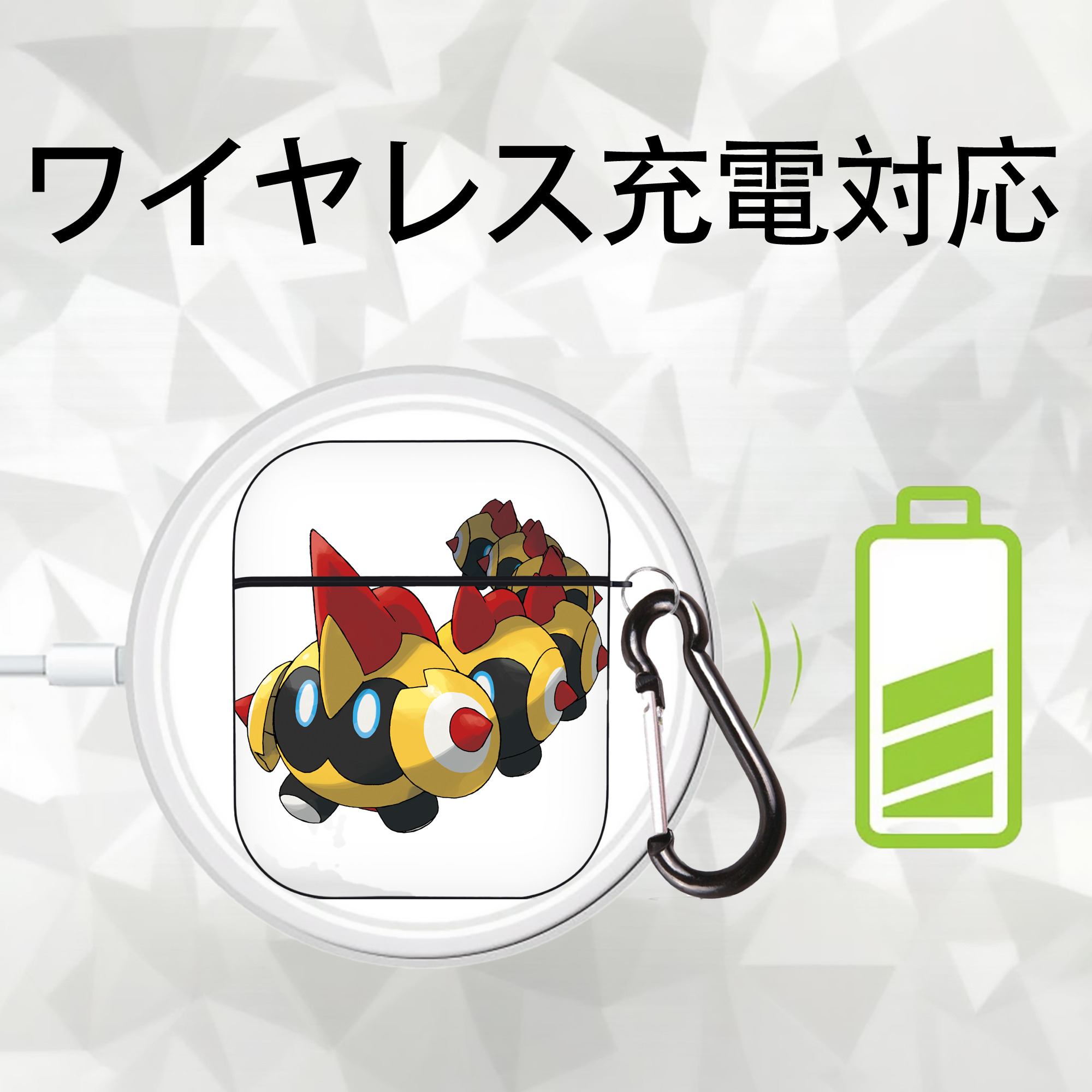 ポケットモンスター Pokémon AirPods 第2世代保護ケース ハードシェル ブラック 耐衝撃・防指紋・カラビナ付き