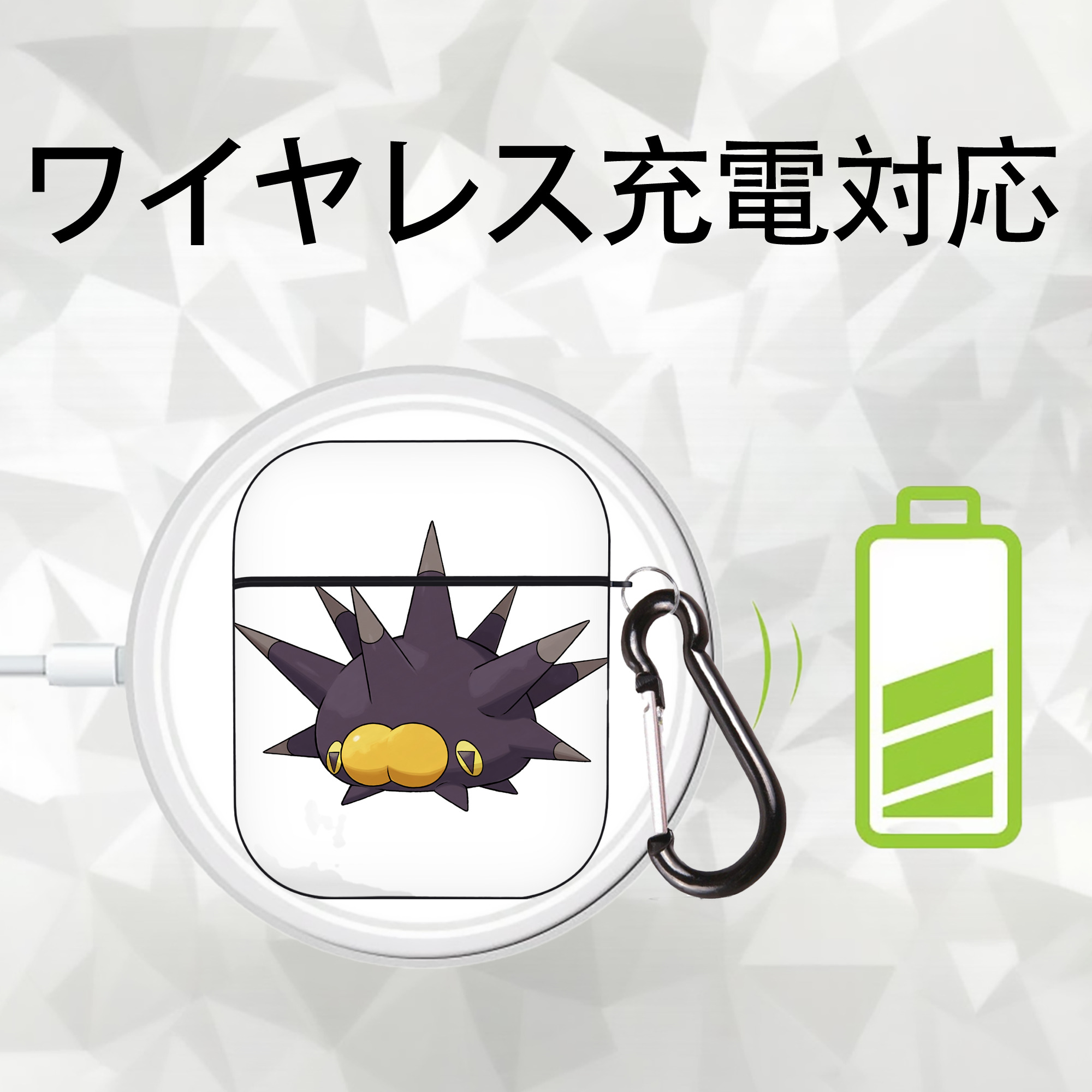 ポケットモンスター Pokémon AirPods 第2世代保護ケース ハードシェル ブラック 耐衝撃・防指紋・カラビナ付き