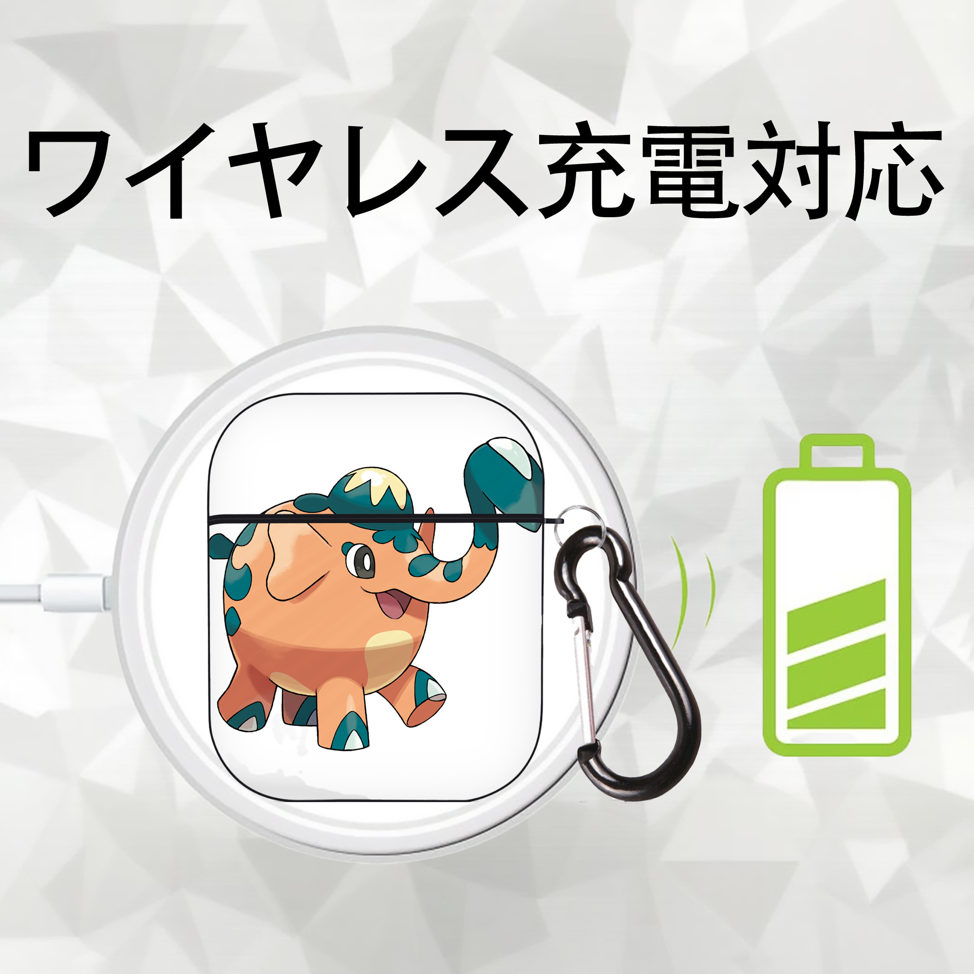 ポケットモンスター Pokémon AirPods 第2世代保護ケース ハードシェル ブラック 耐衝撃・防指紋・カラビナ付き