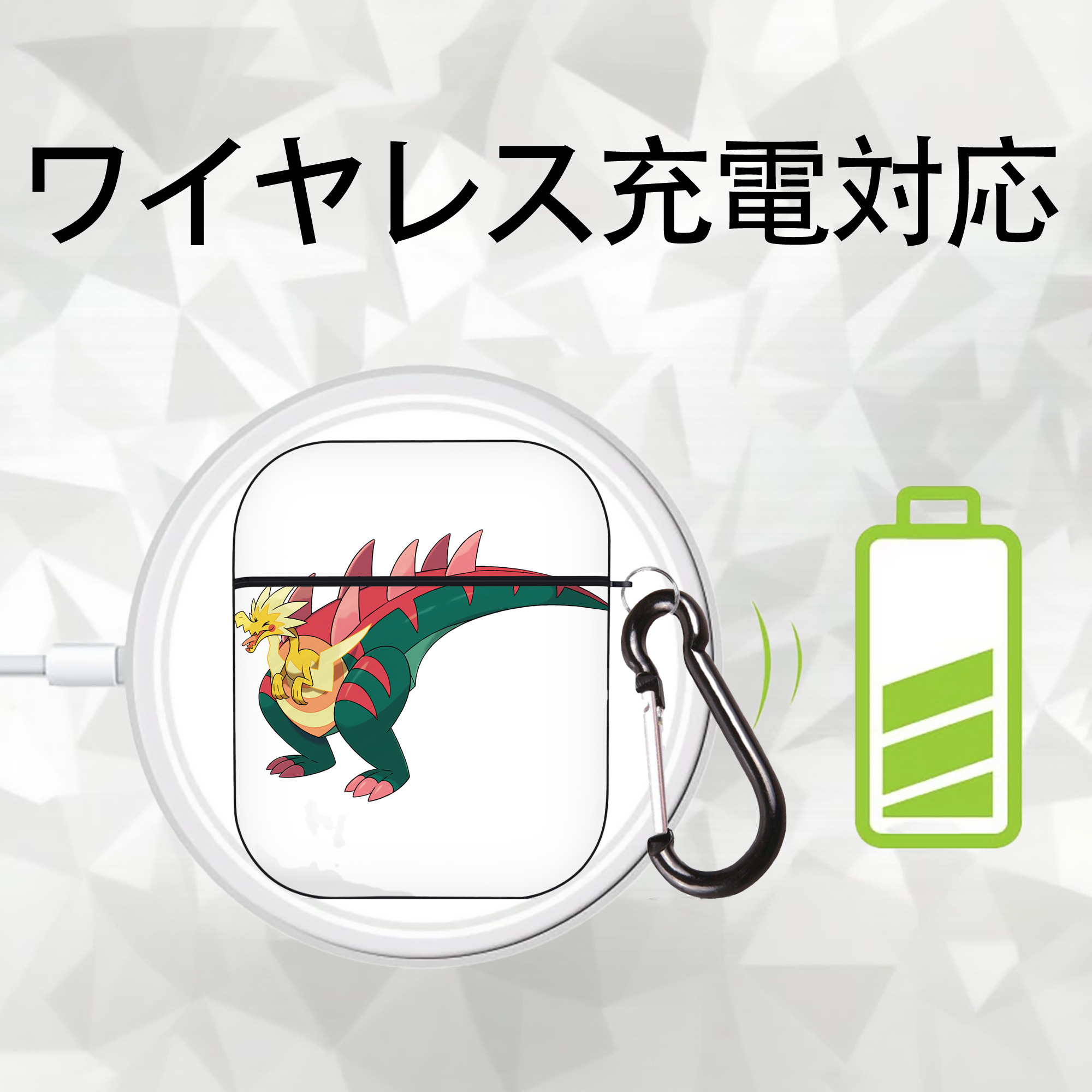 ポケットモンスター Pokémon AirPods 第2世代保護ケース ハードシェル ブラック 耐衝撃・防指紋・カラビナ付き